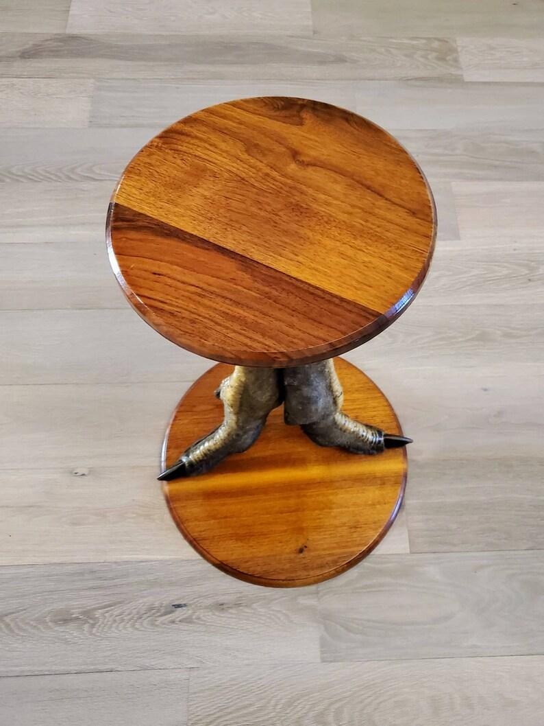 Folk Art Ostrich Pedestal Side Table, Taxidermy For Sale
