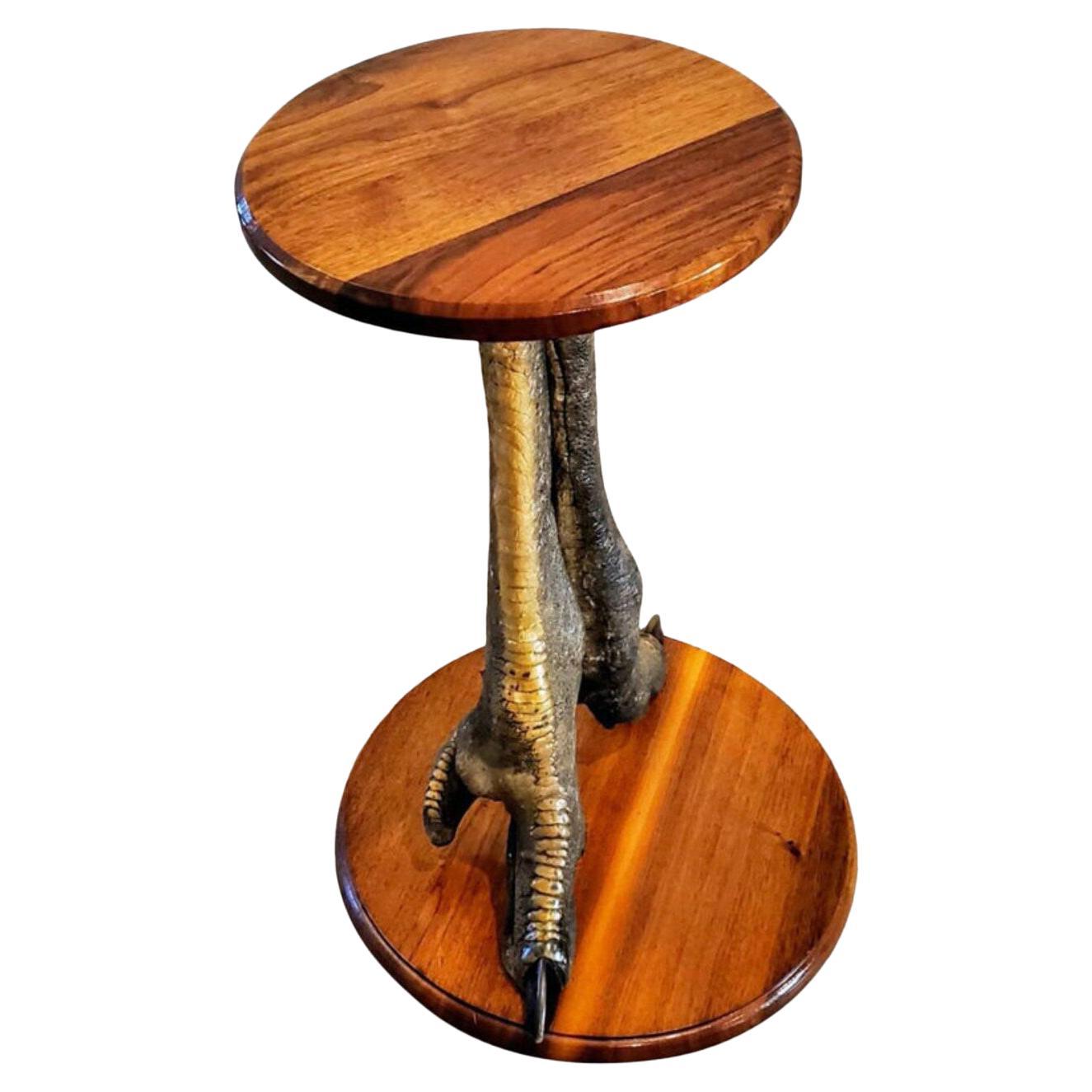 Ostrich Pedestal Side Table, Taxidermy