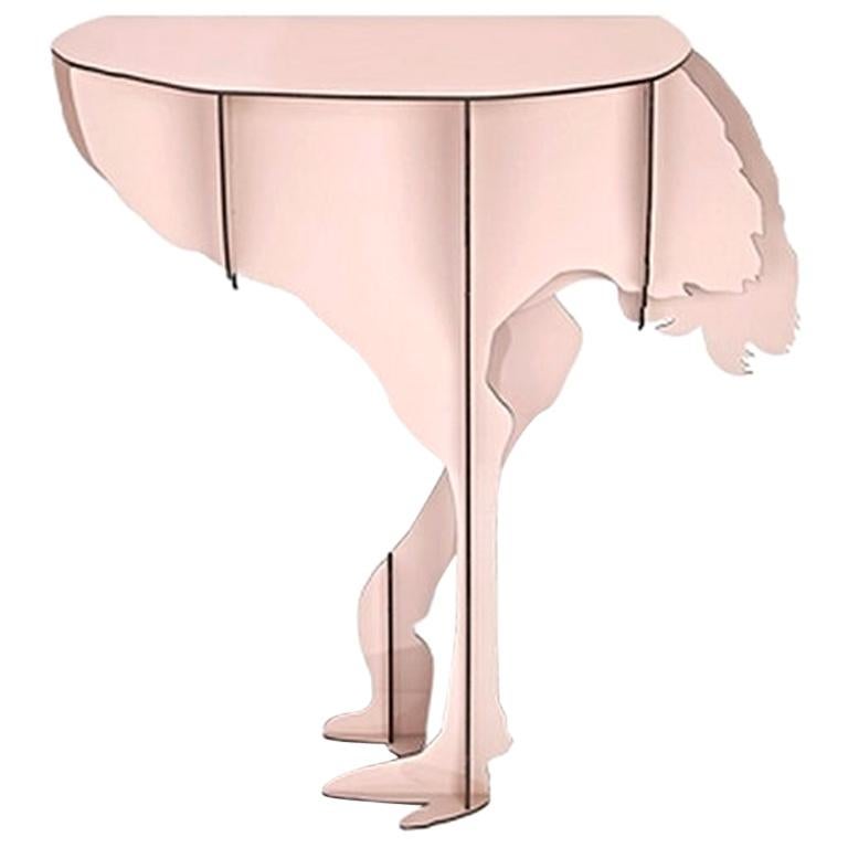 Ostrich, Pink Wall Console, Made in France For Sale