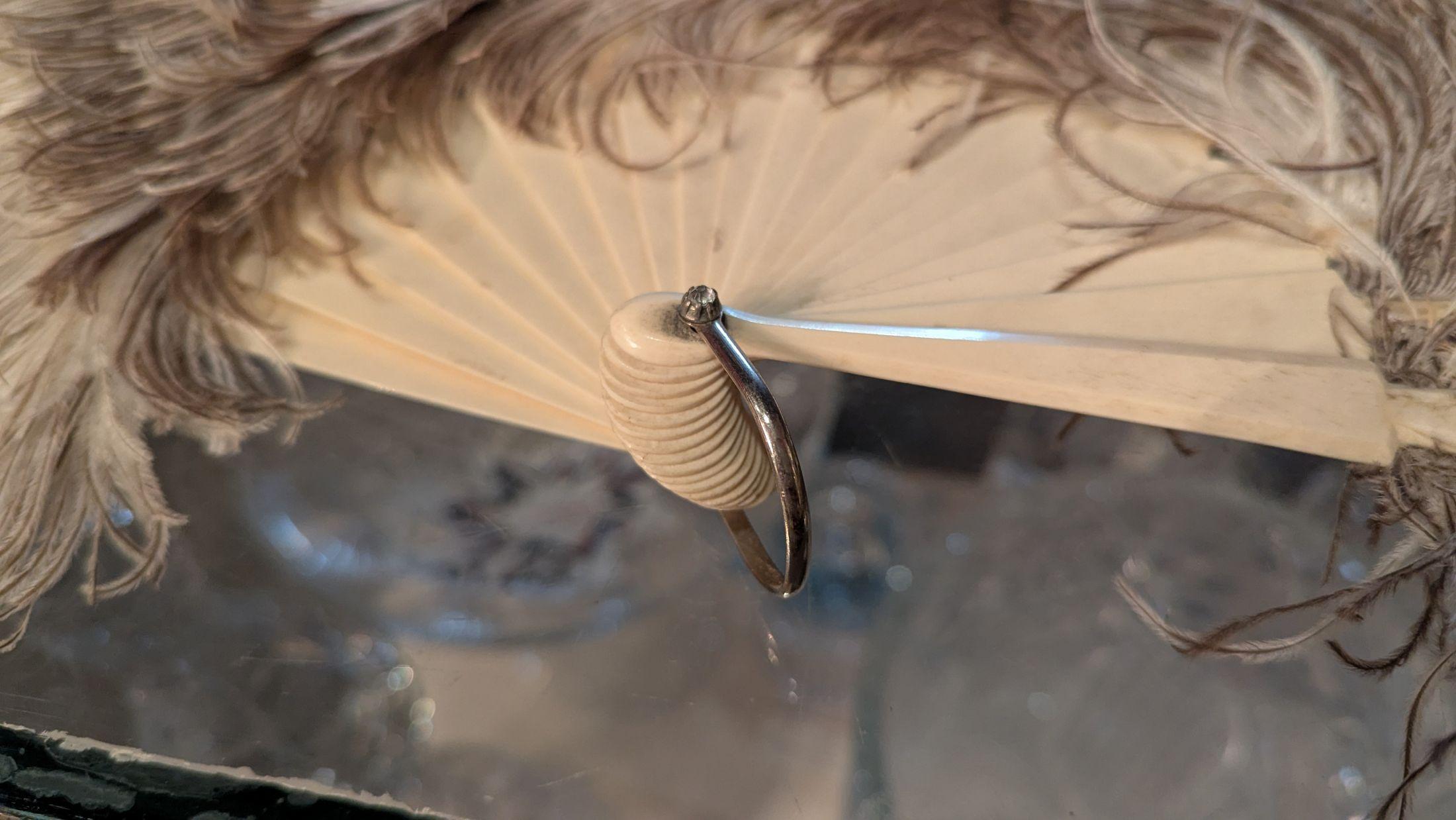 19th Century Ostrich Plume Hand Fan For Sale