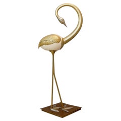 Vintage Ostrich Sculpture Made from an Ostrich's Egg with Gilded Metal