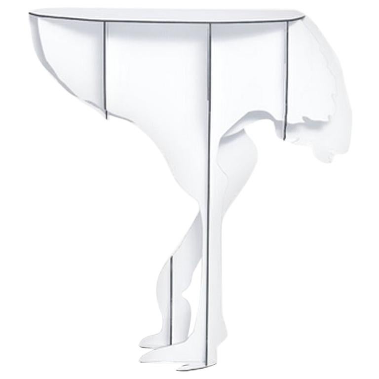 Ostrich, White Wall Console, Made in France For Sale