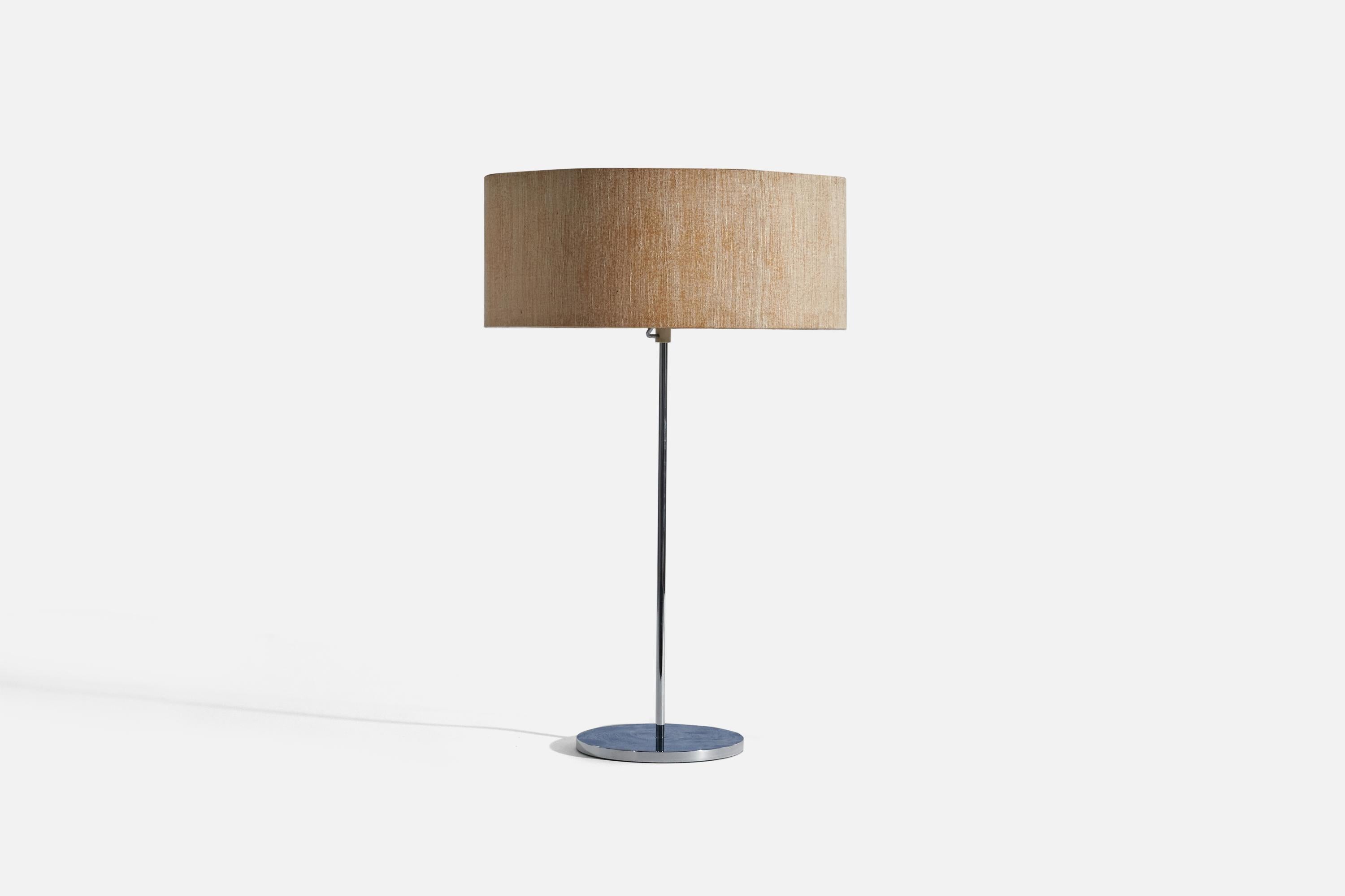 Mid-Century Modern Ostuni & Forti, Table Lamp, Nickel, Fabric, Acrylic, O-Luce, Italy, 1950s For Sale