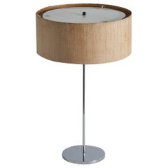 Ostuni & Forti, lámpara de mesa, níquel, tela, acrílico, O-Luce, Italia, década de 1950