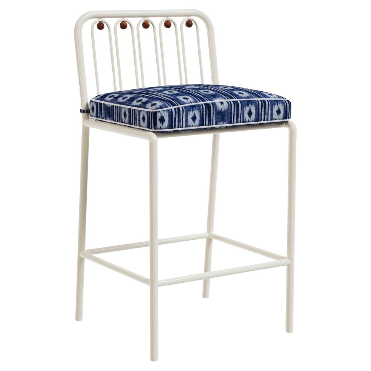 Sedia da bar per esterni Ostuni in metallo laccato con dettaglio in Wood Wood