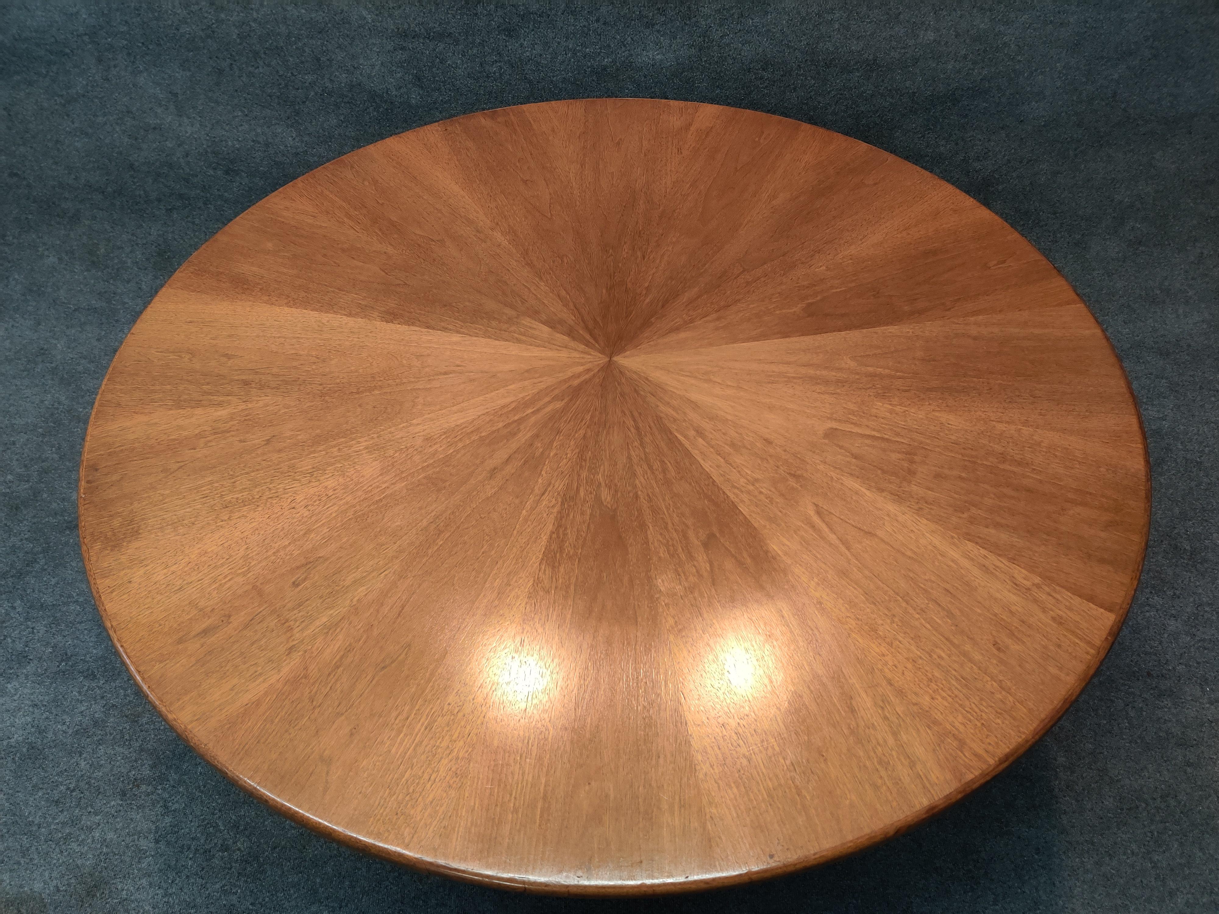 Osvaldo Bersani Large Walnut & Stainless Steel Round Dining Table, c. 1970s 3