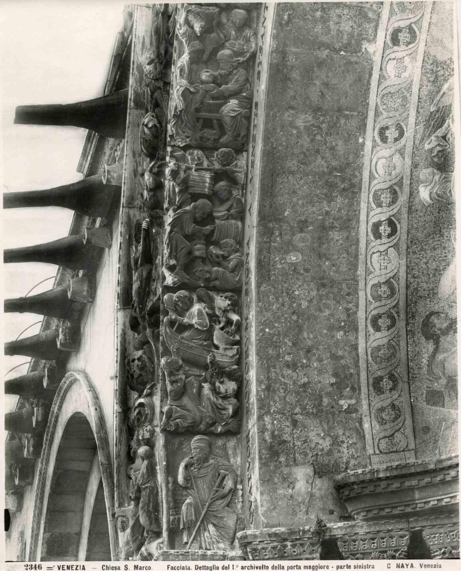 Osvaldo Böhm Black and White Photograph - Venice San Marco Church, Vintage Photo Detail by O. Böhm - Early 20th Century