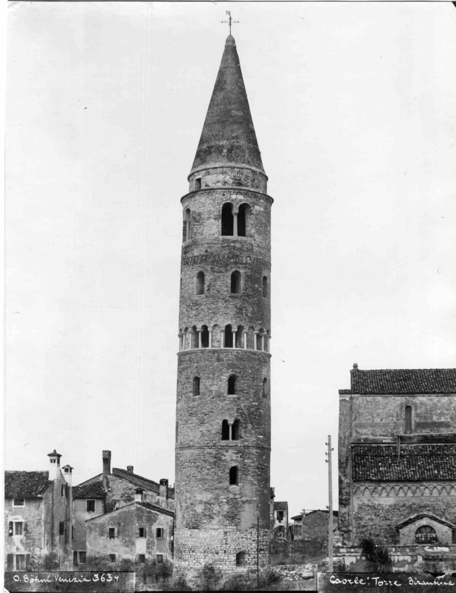 Osvaldo Böhm Figurative Photograph - Vintage View of Caorle Tower by Osvaldo Bohm - Early 20th Century