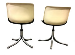Osvaldo Borsan Italian Midcentury Pair of White Tecno Modus Chairs