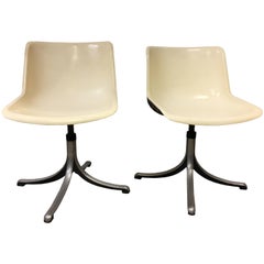 Osvaldo Borsan Italian Midcentury Pair of White Tecno Modus Chairs