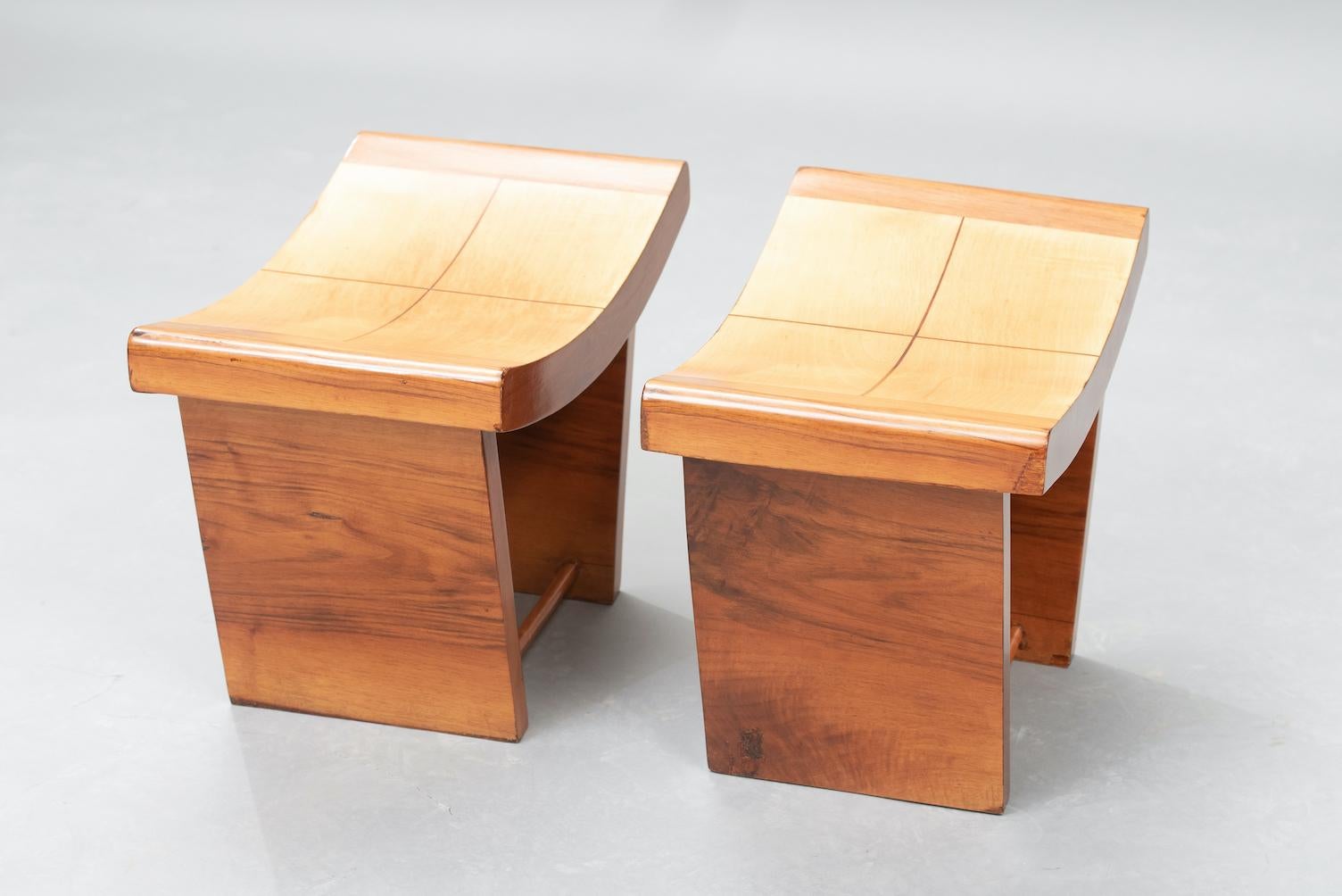 Art Deco Osvaldo Borsani circa 1930 Attributed Stools One Pair