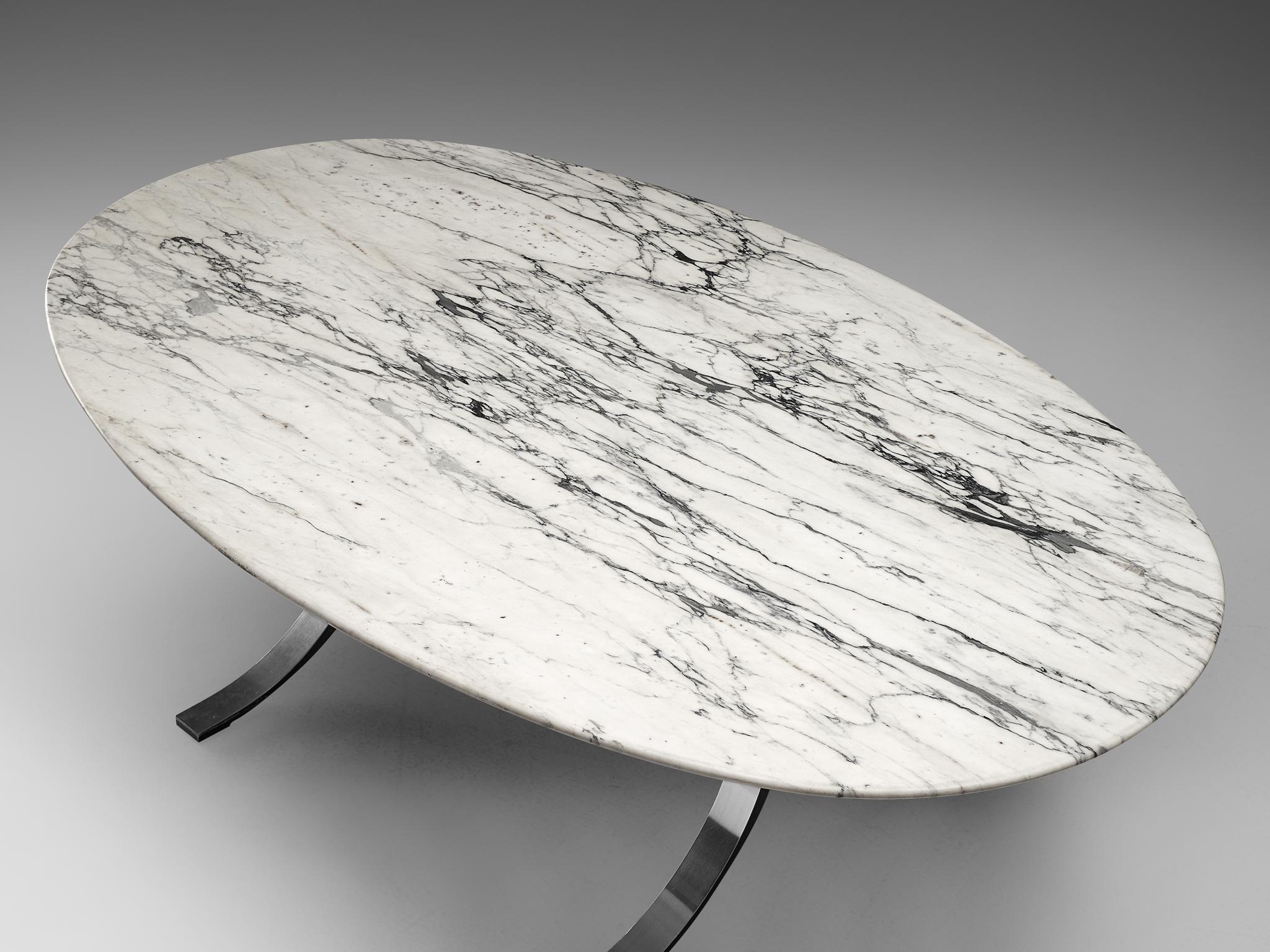 Aluminum Osvaldo Borsani and Eugenio Gerli for Tecno Oval Table in Marble 