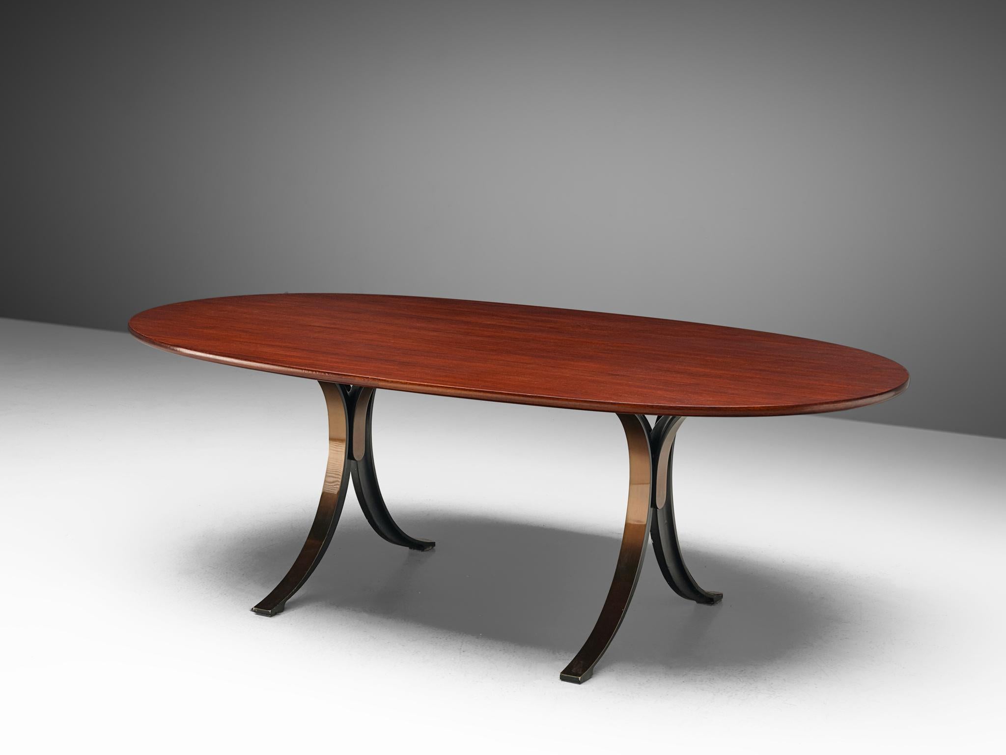 Osvaldo Borsani and Eugenio Gerli for Tecno, dining or conference table, model T102, teak, enameled steel, Italy, 1964. 

The designers Borsani and Gerli created an outstanding piece of furniture together that deserves a prominent place in one's