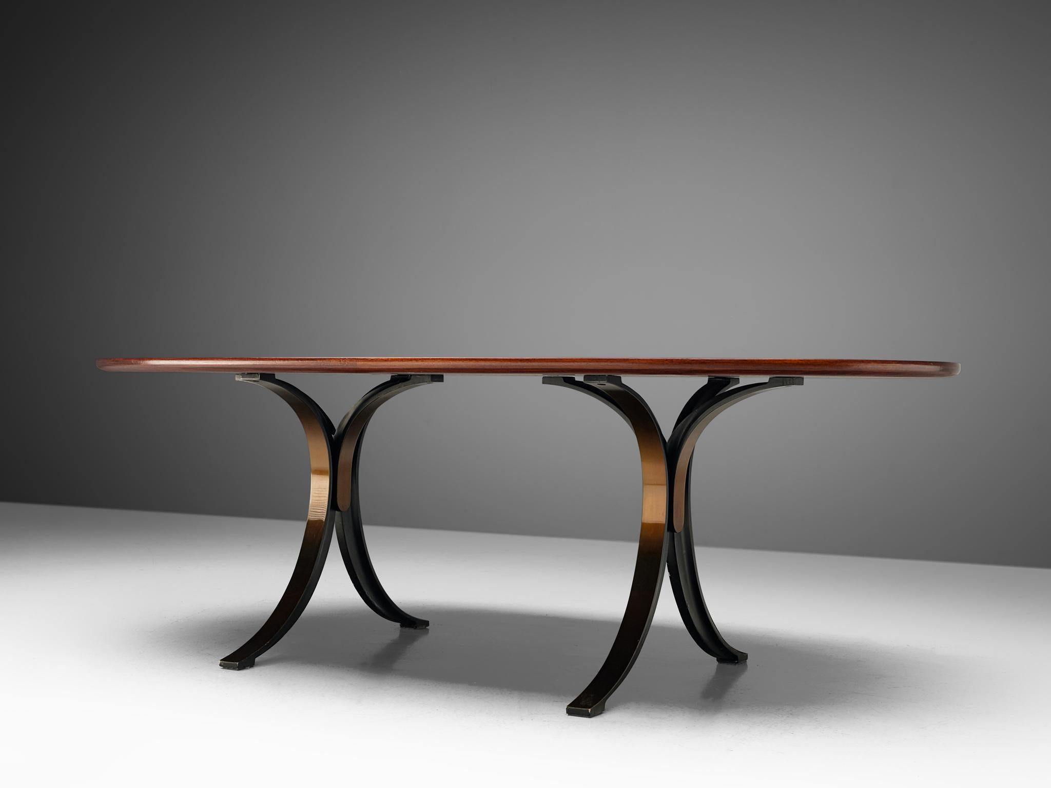 Mid-Century Modern Osvaldo Borsani and Eugenio Gerli for Tecno Oval Table in Stained Teak For Sale