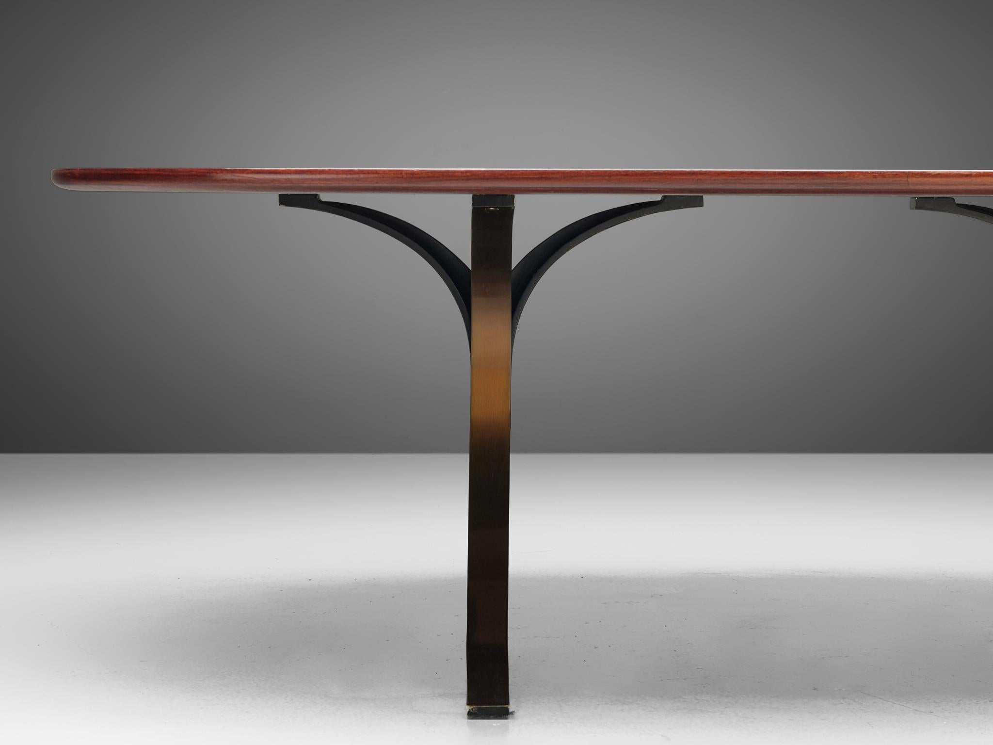 Osvaldo Borsani and Eugenio Gerli for Tecno Oval Table in Stained Teak In Good Condition For Sale In Waalwijk, NL