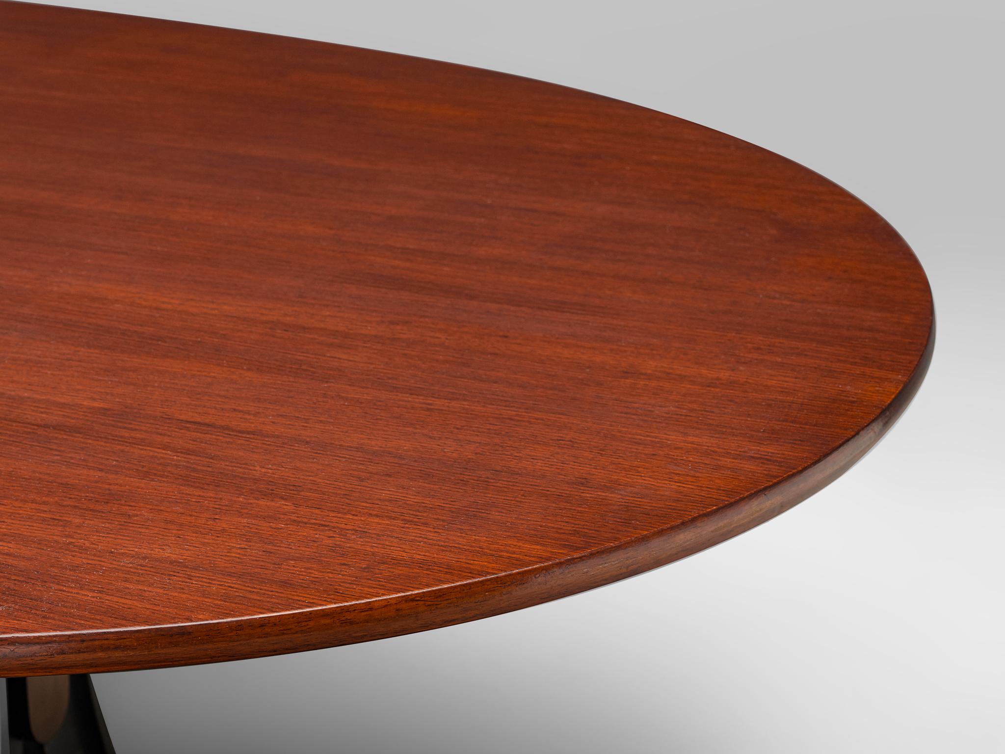 Mid-20th Century Osvaldo Borsani and Eugenio Gerli for Tecno Oval Table in Stained Teak For Sale
