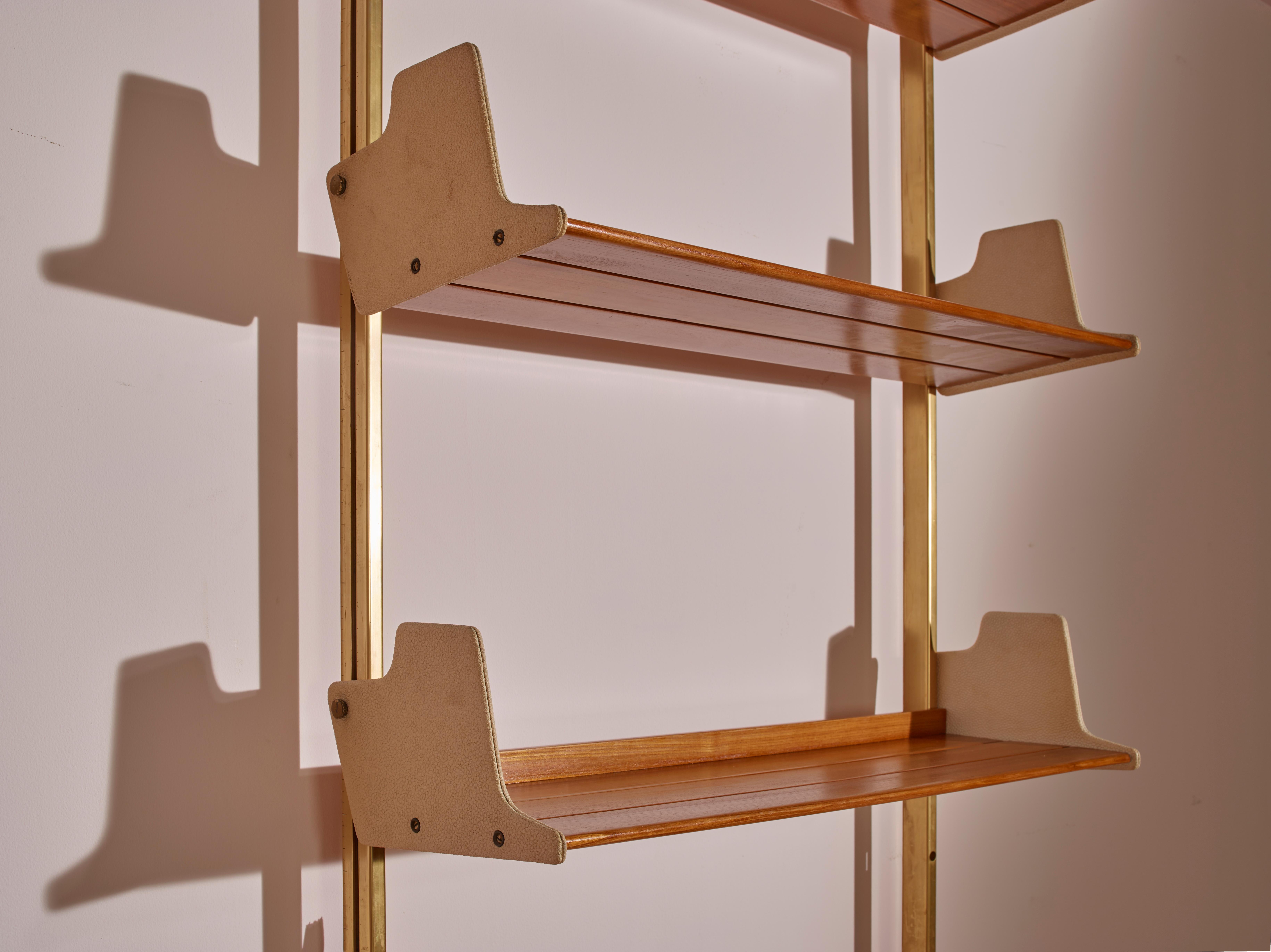 Mid-Century Modern Osvaldo Borsani anodized aluminum, wood, and Resinflex E60 bookshelf Italy 1950s For Sale