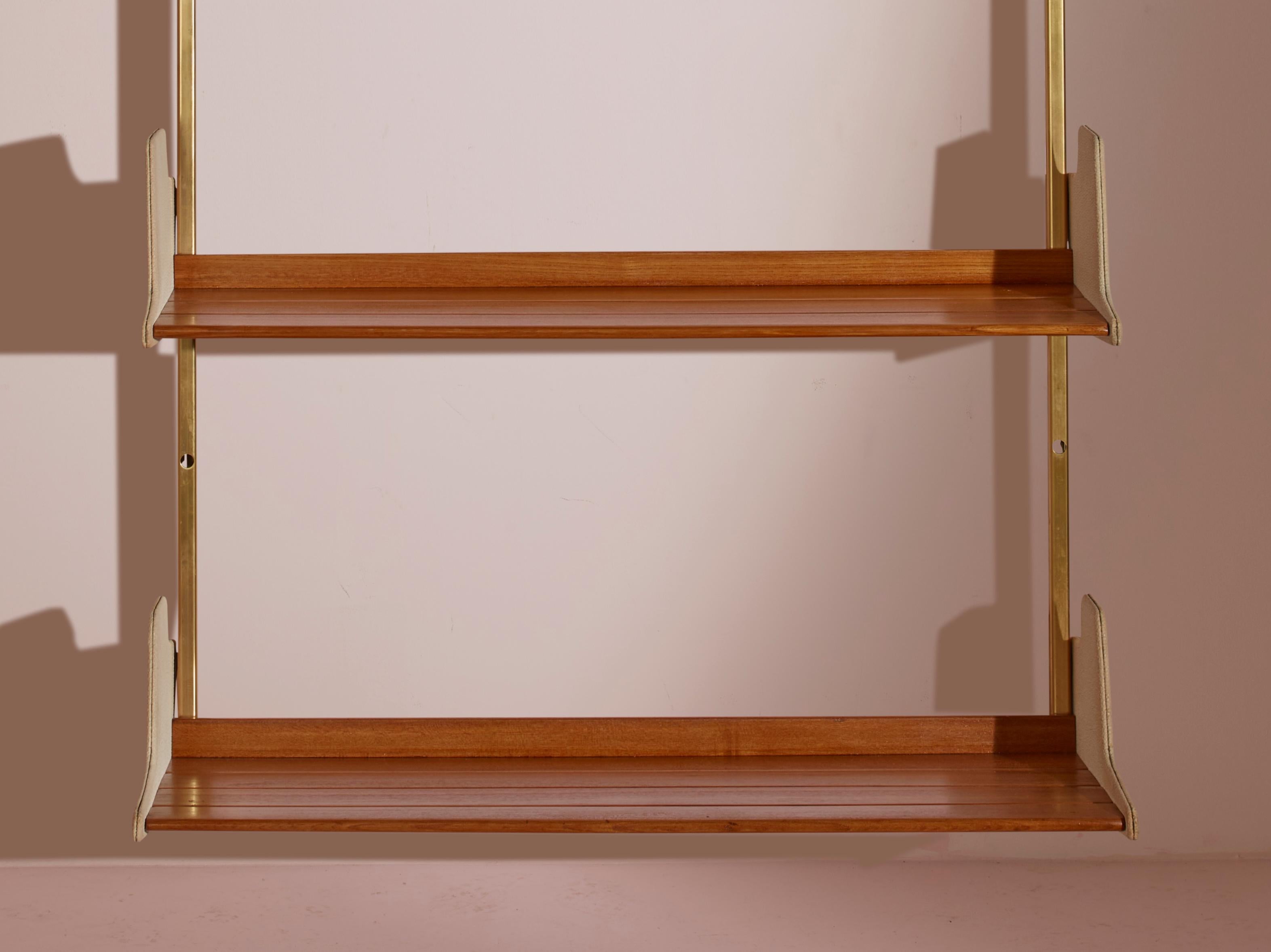 Mid-20th Century Osvaldo Borsani anodized aluminum, wood, and Resinflex E60 bookshelf Italy 1950s For Sale