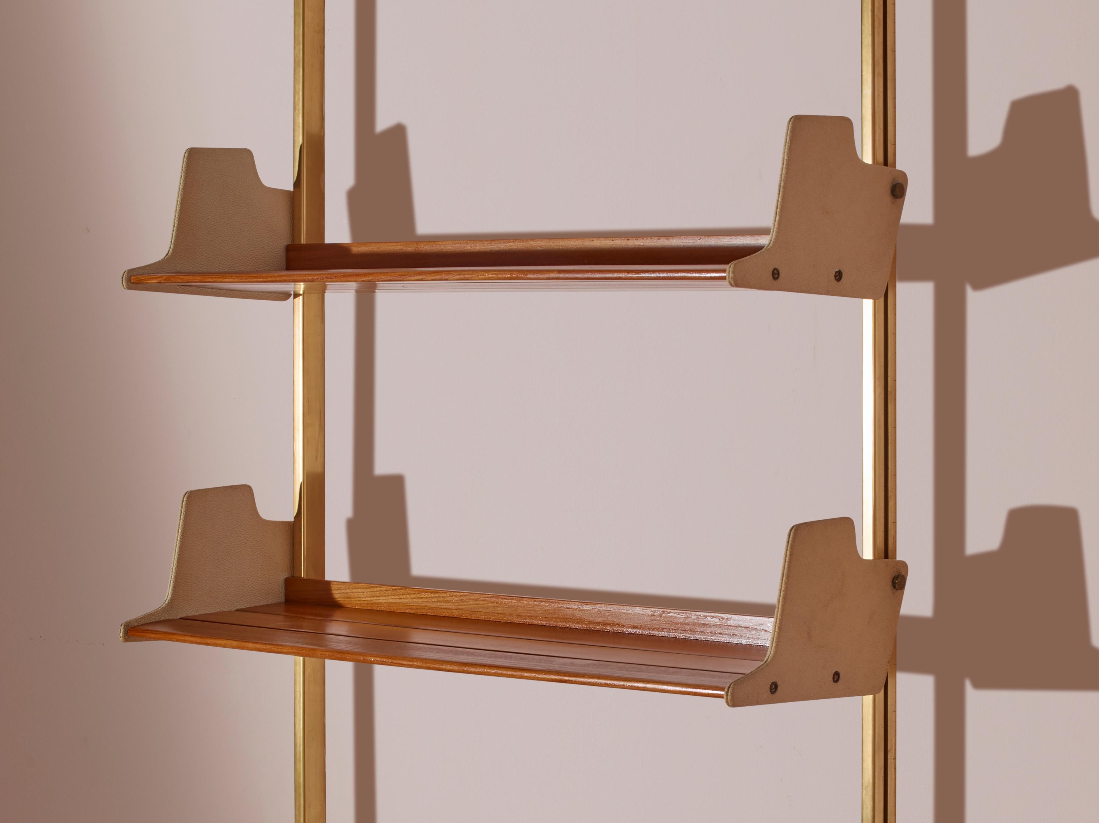 Osvaldo Borsani anodized aluminum, wood, and Resinflex E60 bookshelf Italy 1950s For Sale 1