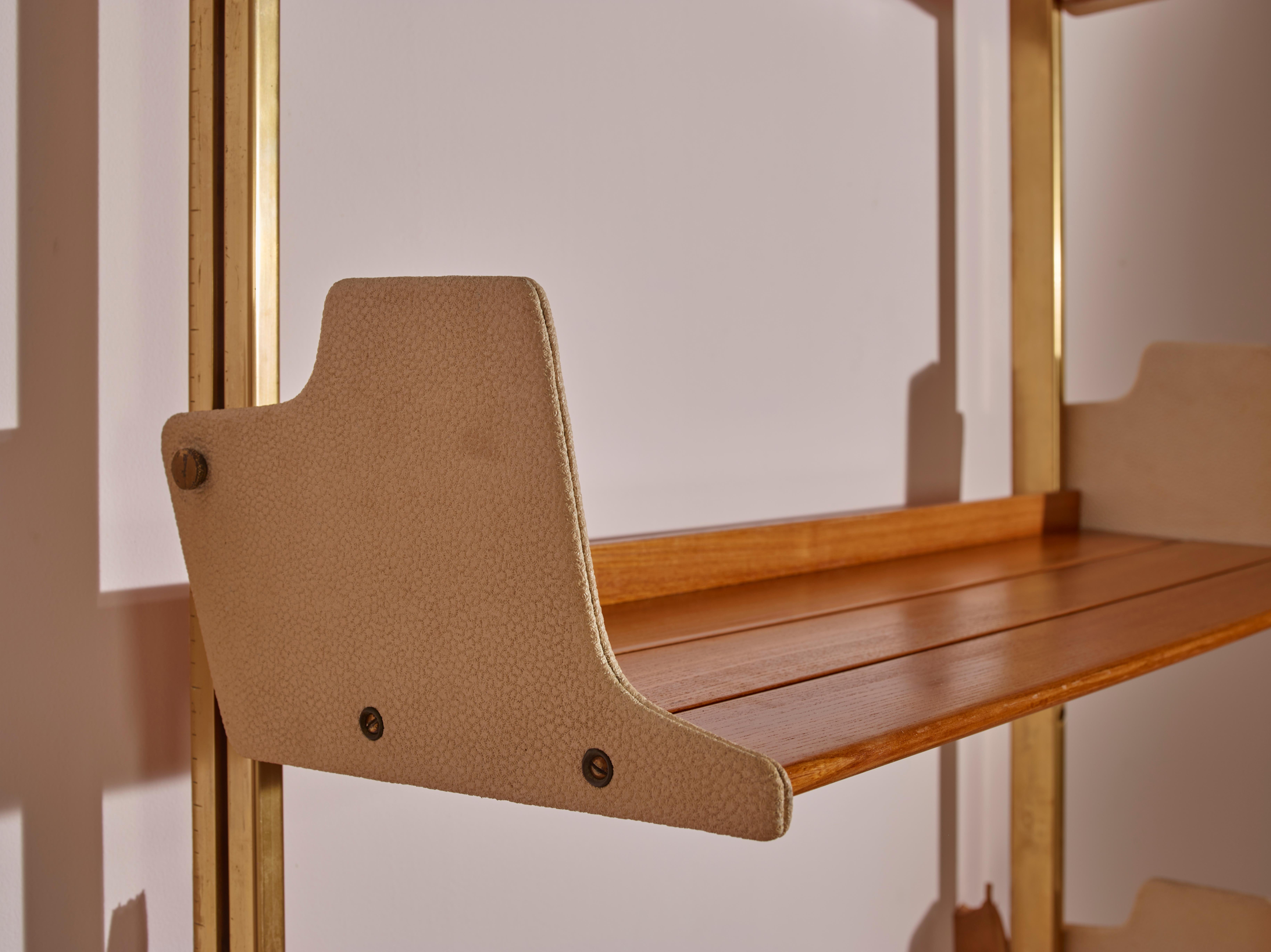 Osvaldo Borsani anodized aluminum, wood, and Resinflex E60 bookshelf Italy 1950s For Sale 2