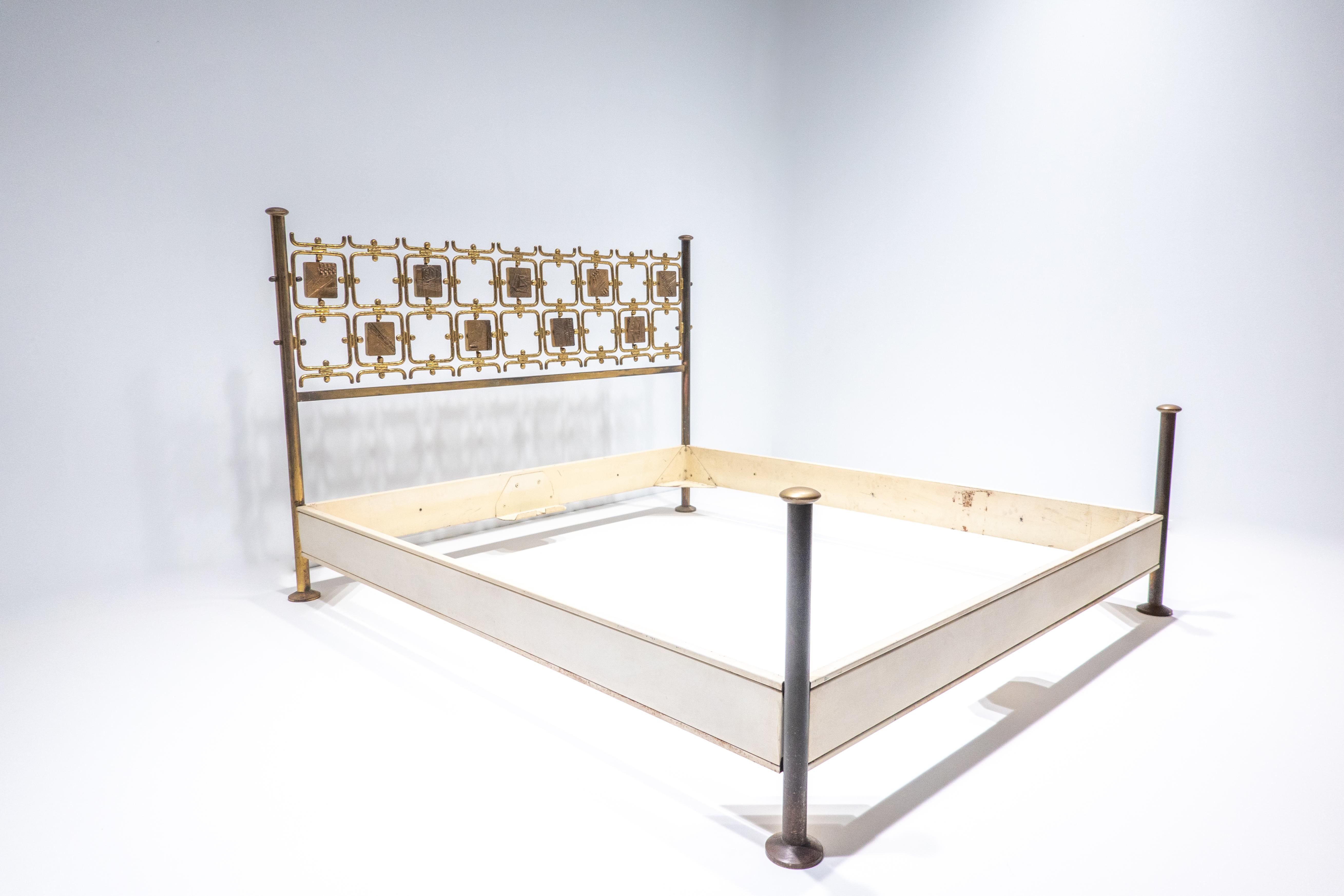 Osvaldo Borsani & Arnaldo Pomodoro brass bed, Italy, 1970s.