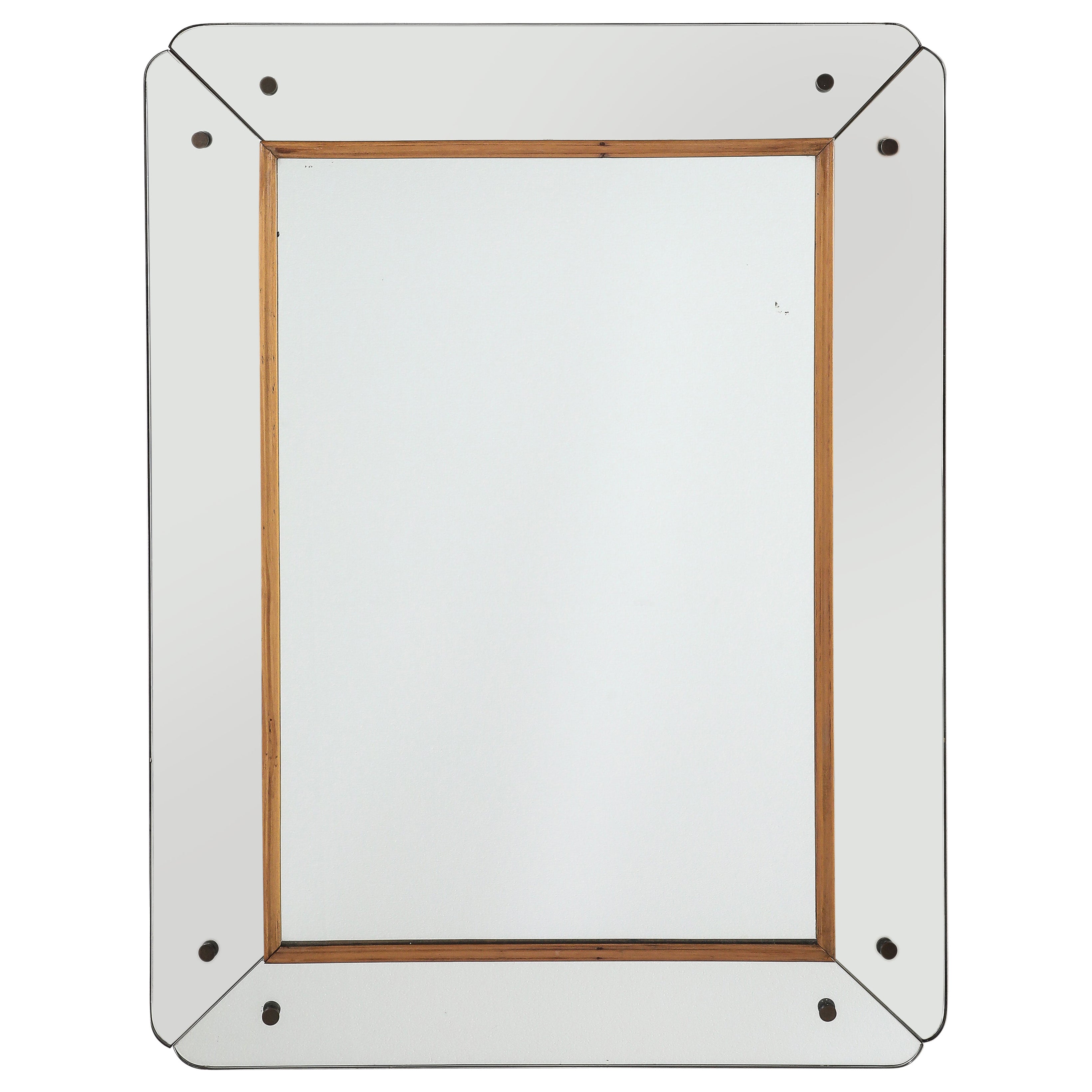 Osvaldo Borsani Att. Miroir mural en verre et Wood, vers 1940