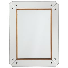 Osvaldo Borsani Att. Glass and Wood Wall Mirror, circa 1940