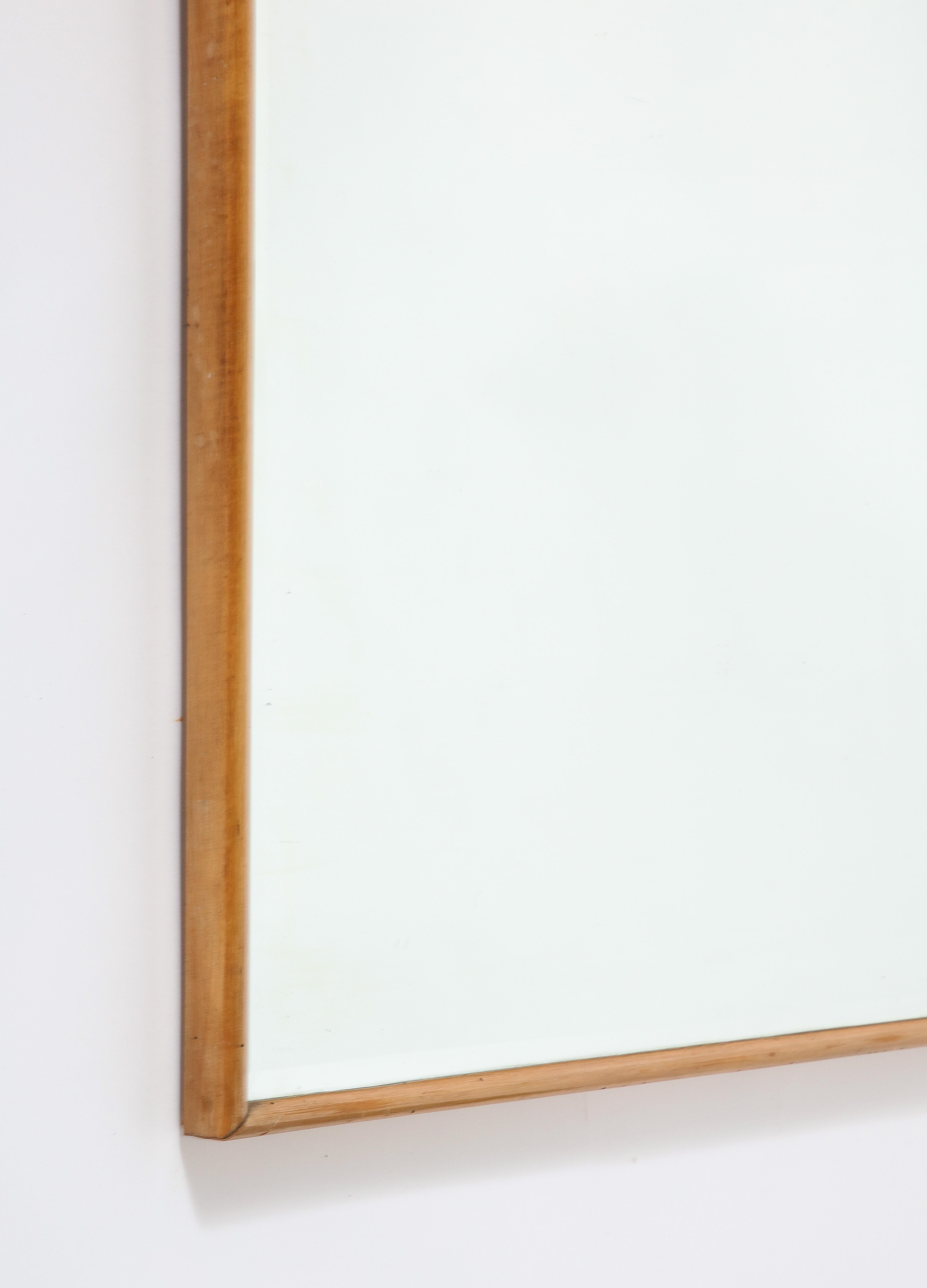 Osvaldo Borsani Att. Oak Wall Mirror with Beveled Mirror Glass, circa 1950  For Sale 5