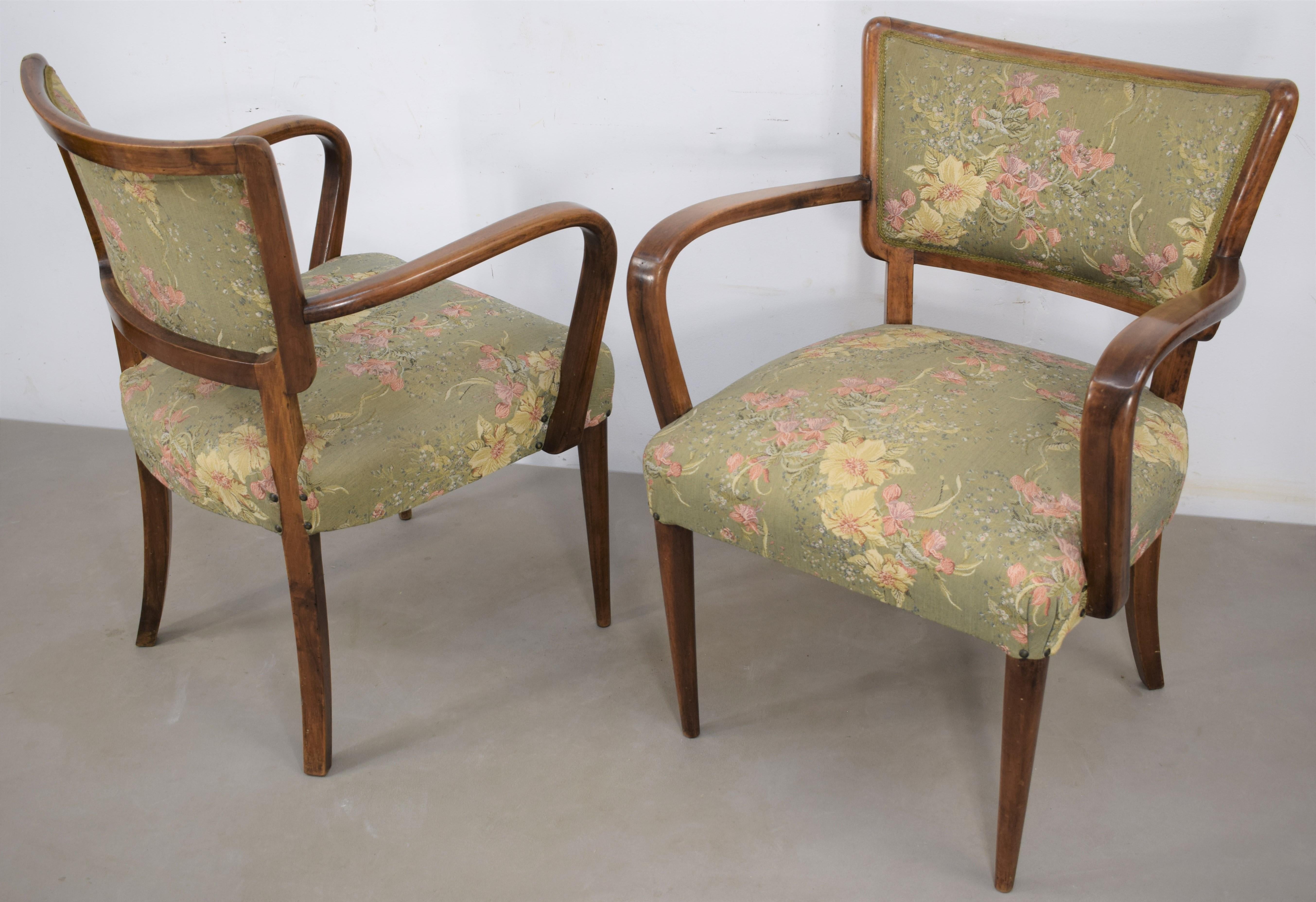 Osvaldo Borsani Attributed, Set of Two Armchairs, 1940s In Good Condition In Palermo, PA