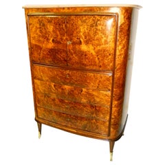 Osvaldo Borsani Attributed Tall Cabinet with Marble Top and Parchment Interiors