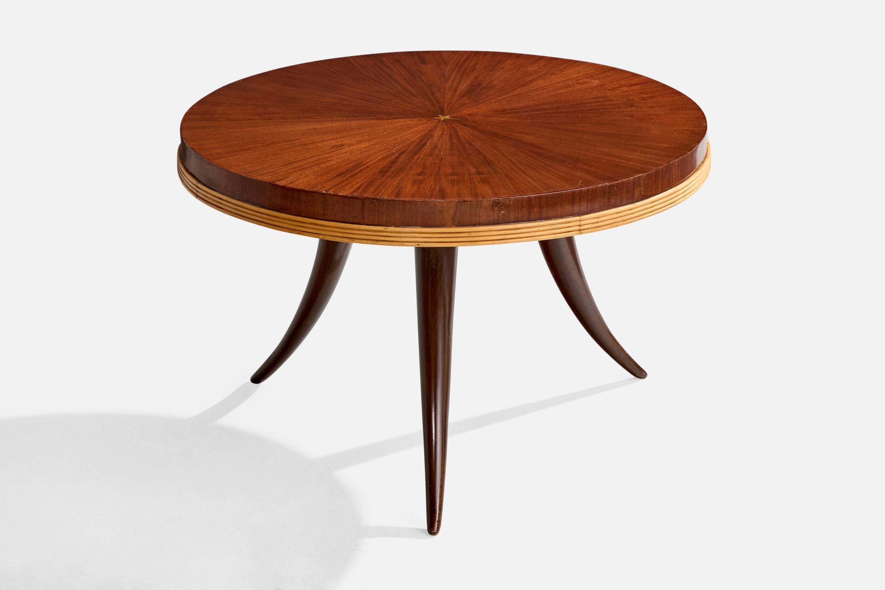 Mid-Century Modern Osvaldo Borsani Attribution, Coffee Table, Mahogany, Ash, Fruitwood, Italy, 1950 For Sale