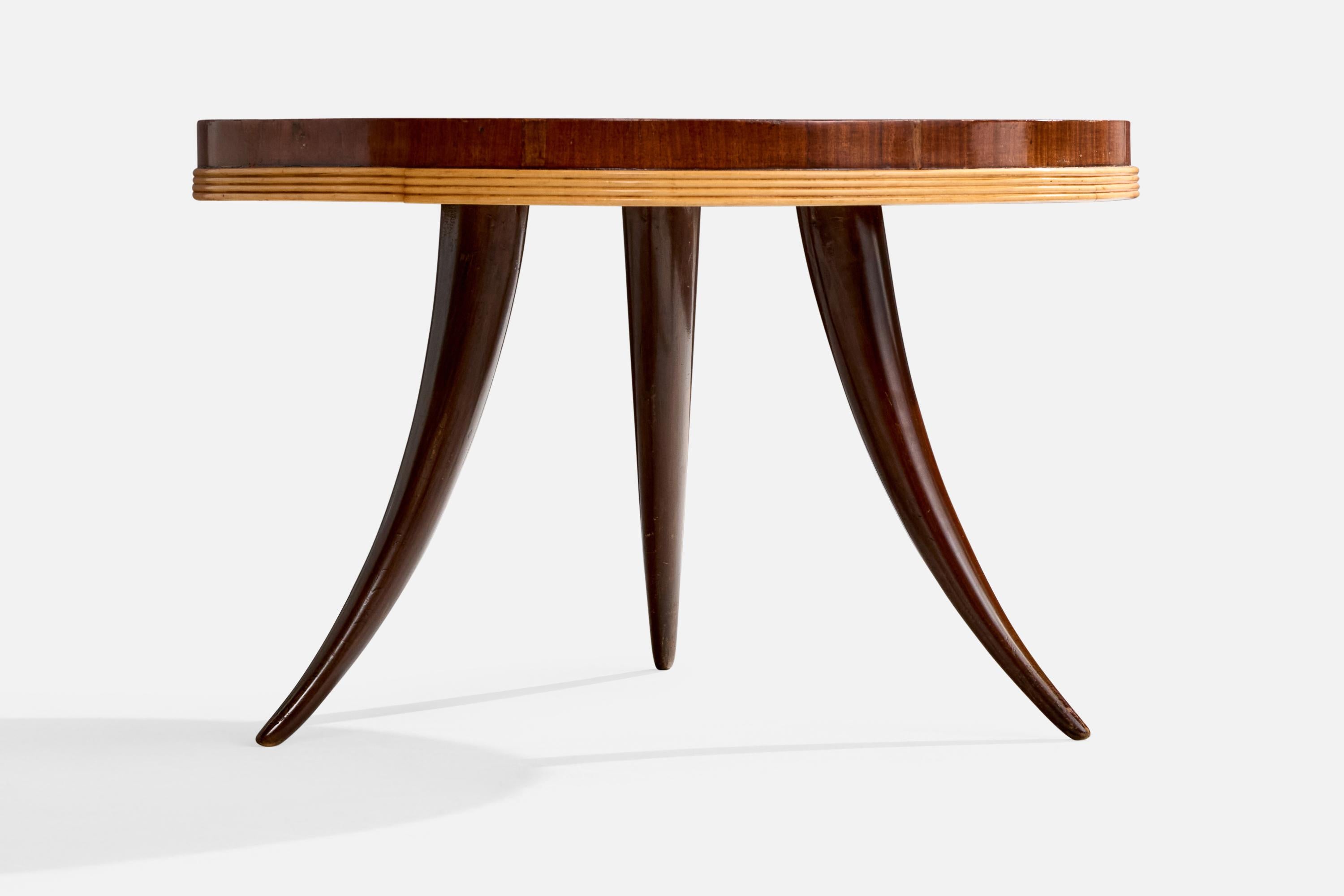Italian Osvaldo Borsani Attribution, Coffee Table, Mahogany, Ash, Fruitwood, Italy, 1950 For Sale