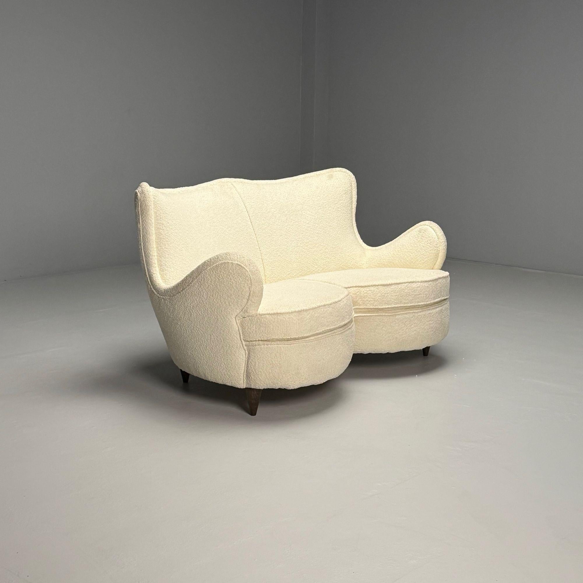 Tissu Attribution Osvaldo Borsani, canapé en forme de cœur, modernité italienne du milieu du siècle dernier, années 1950. en vente