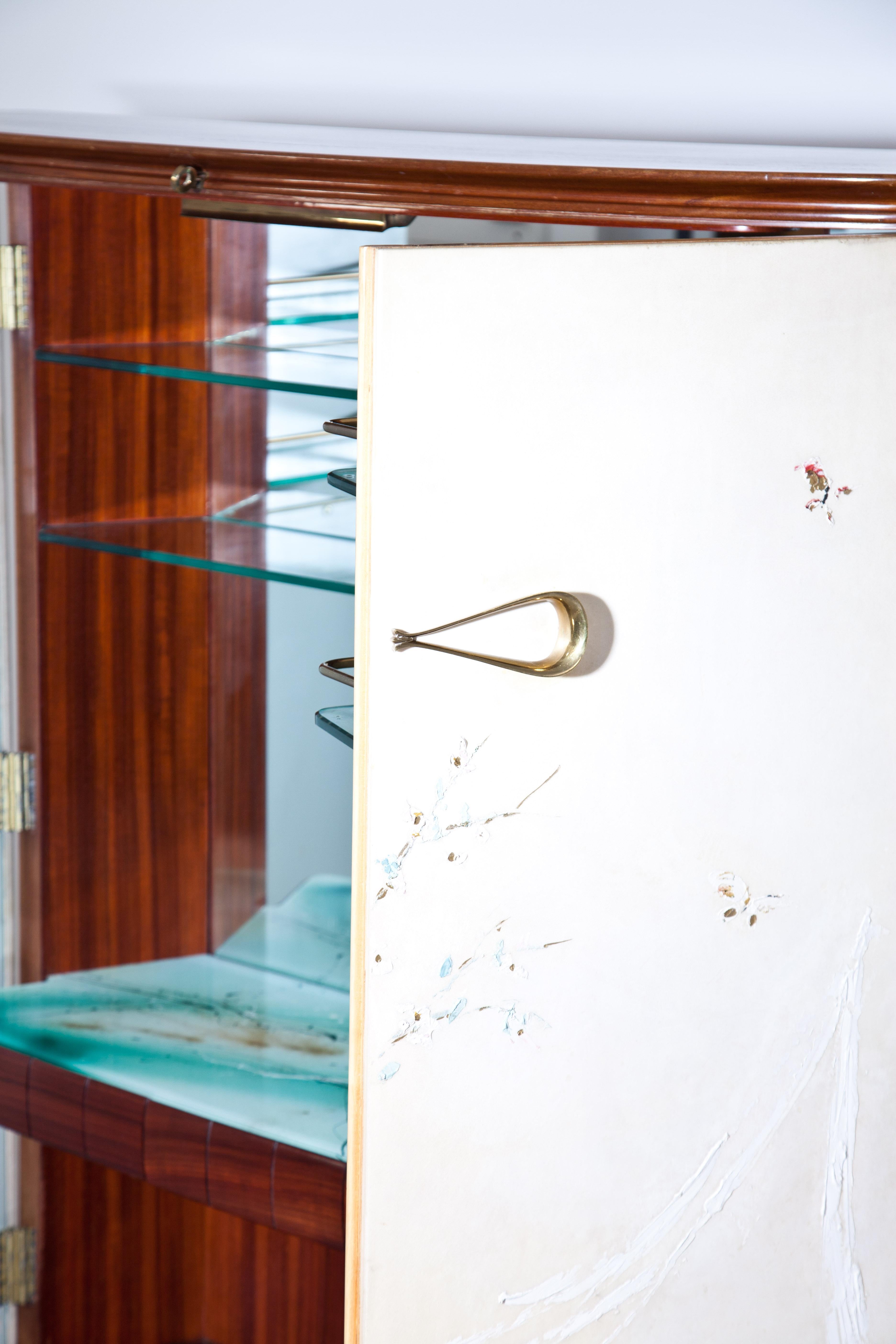 Osvaldo Borsani Bar Cabinet Art Work by Lucio Fontana and Adriano Spilimbergo For Sale 13
