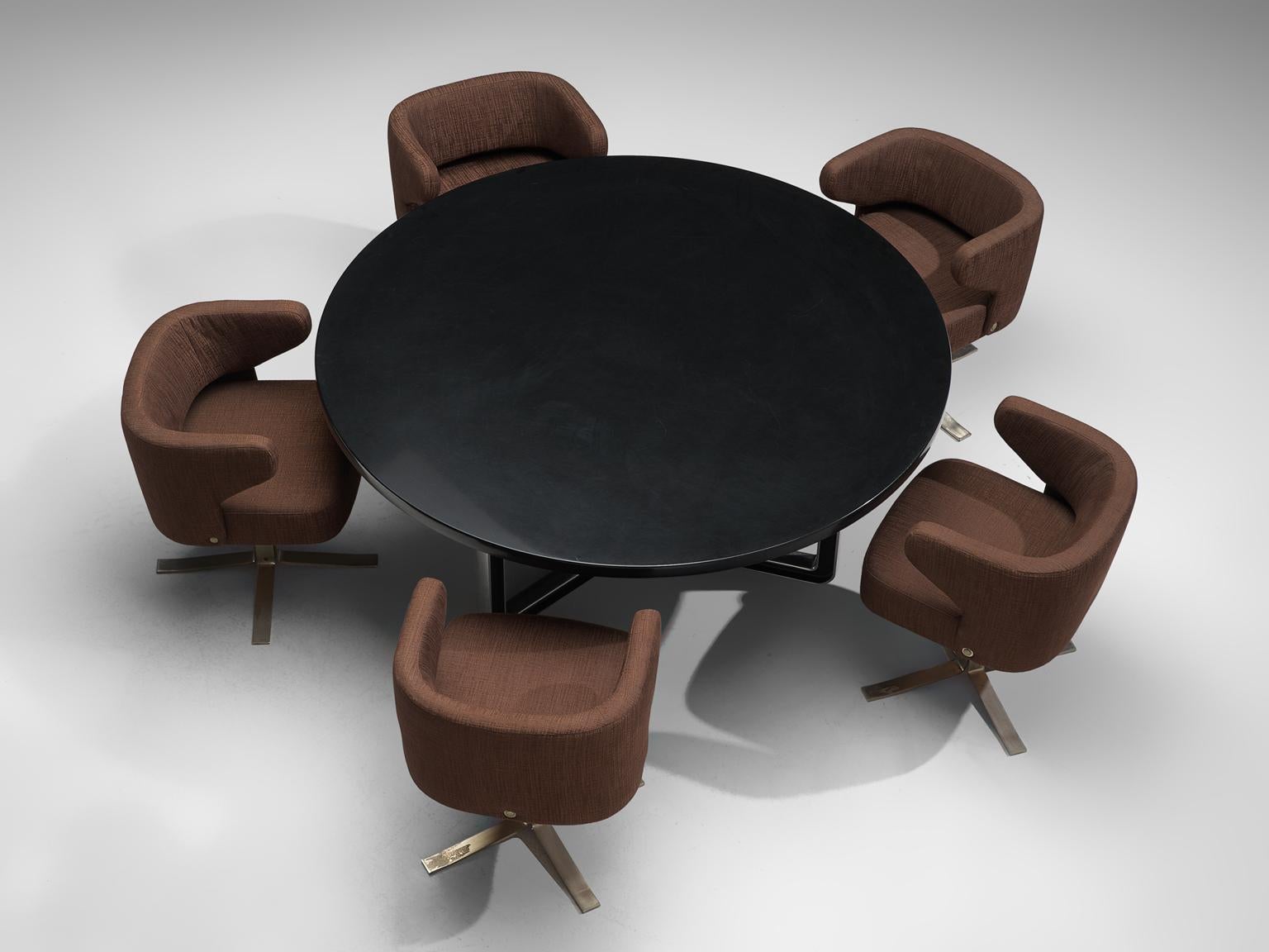 Aluminum Osvaldo Borsani Black Lacquered Conference Table