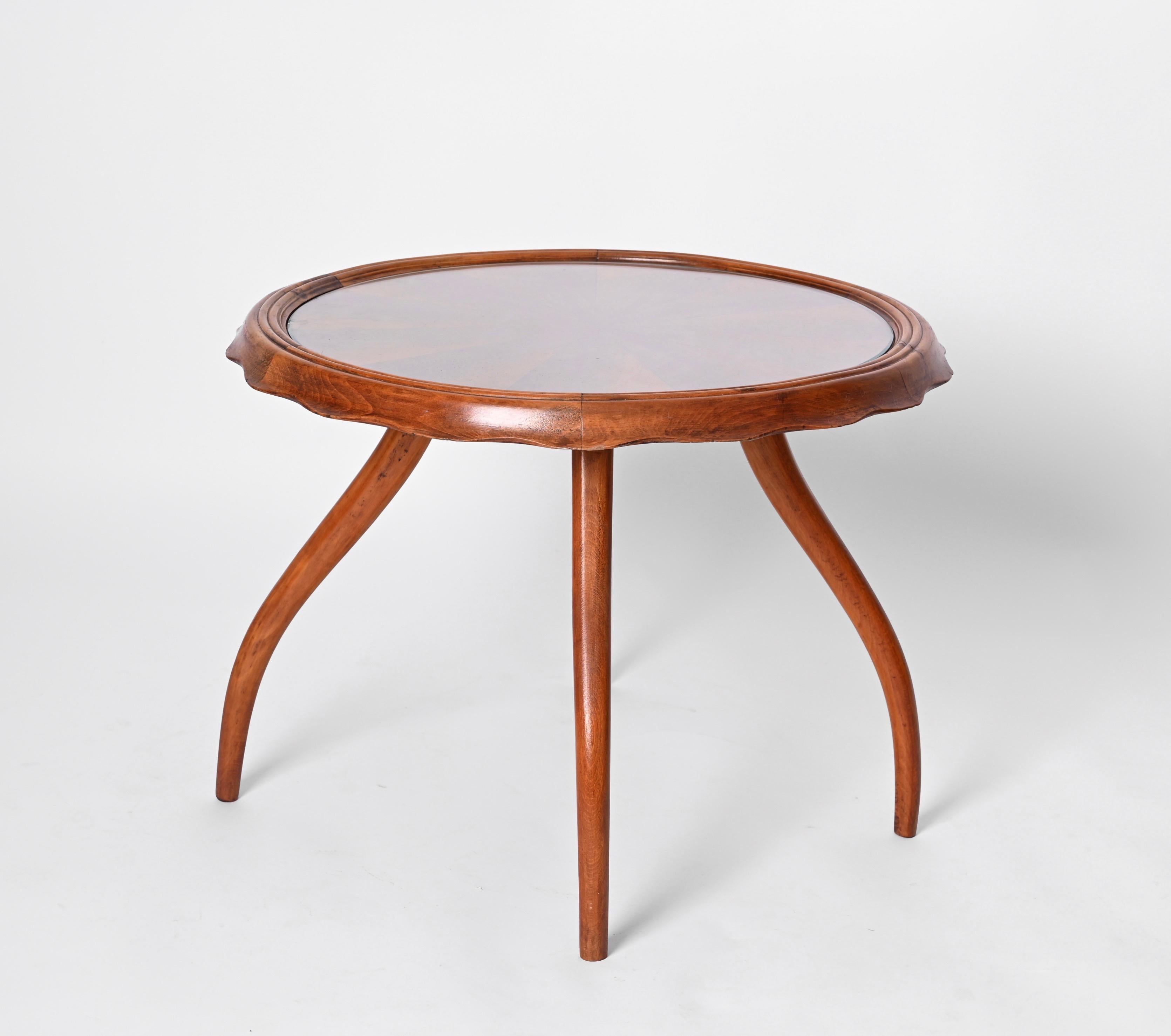 Table centrale en noyer blond Osvaldo Borsani, Table basse, Italie, années 1940 en vente 4