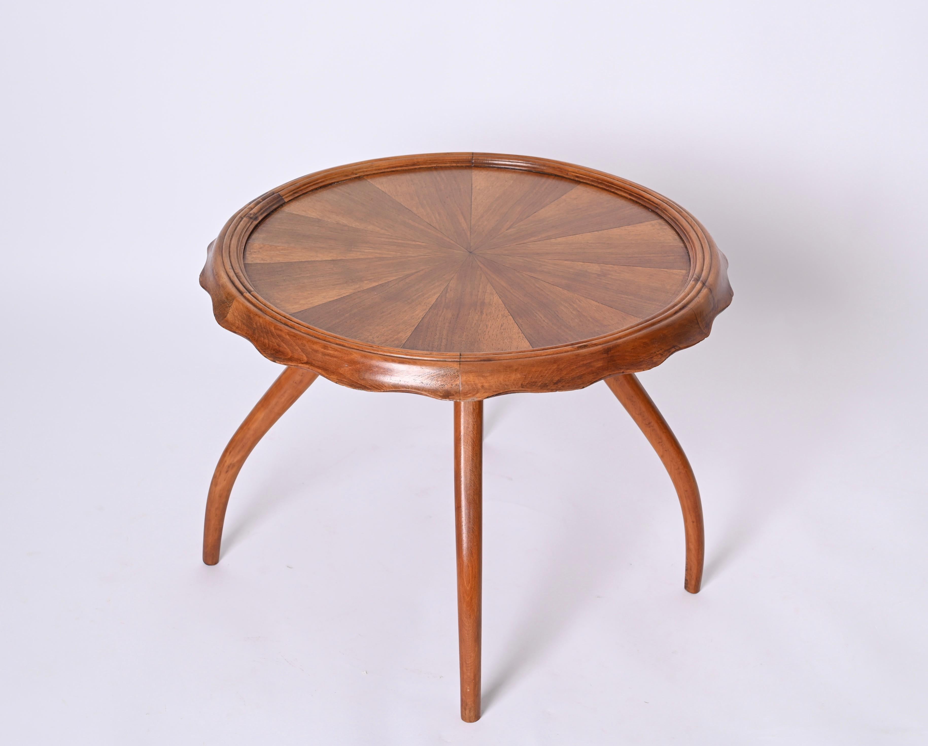 Wood Osvaldo Borsani Blond Walnut Center Table, Coffee Table, Italy 1940s