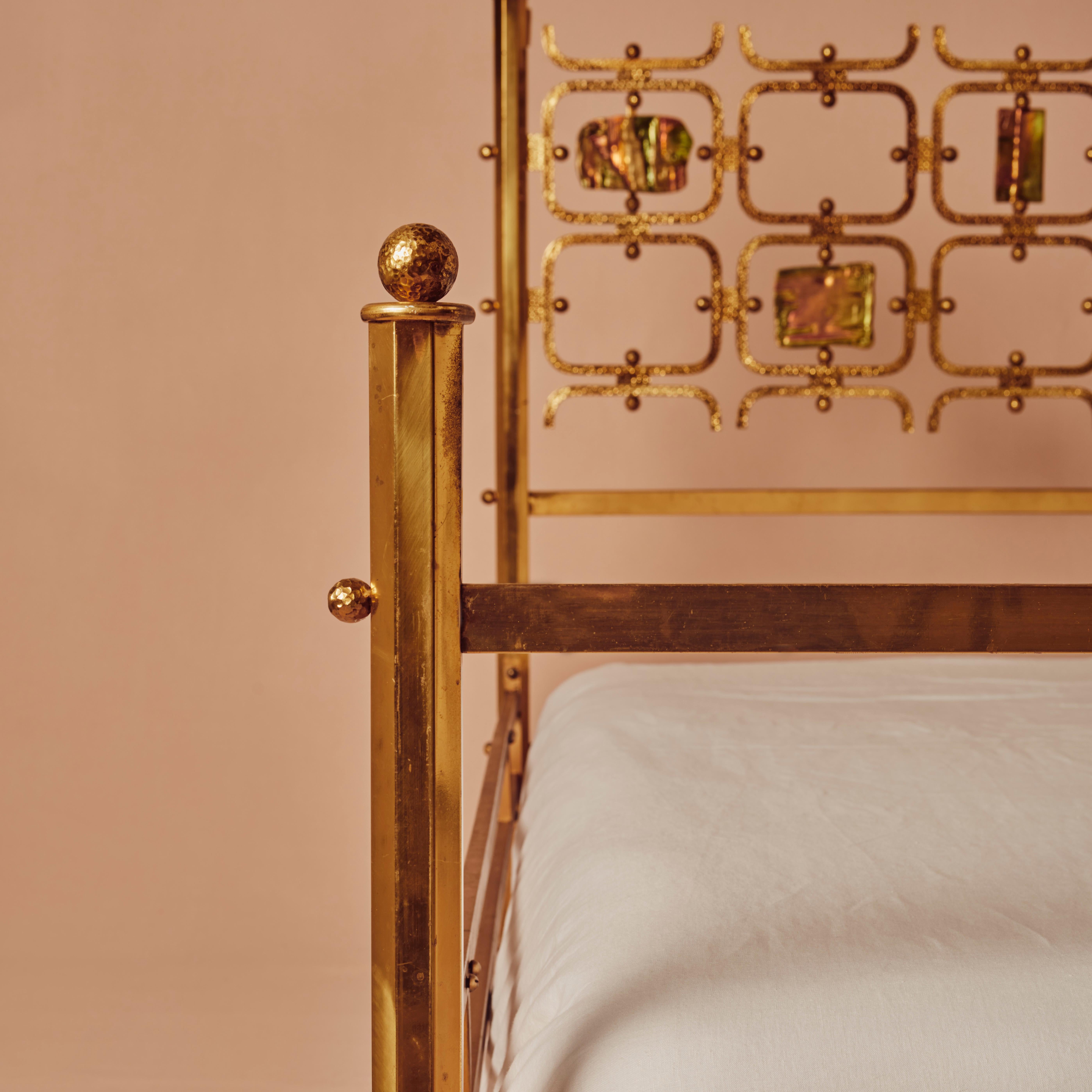 Scandinavian Modern Osvaldo Borsani Brass Bed For Sale