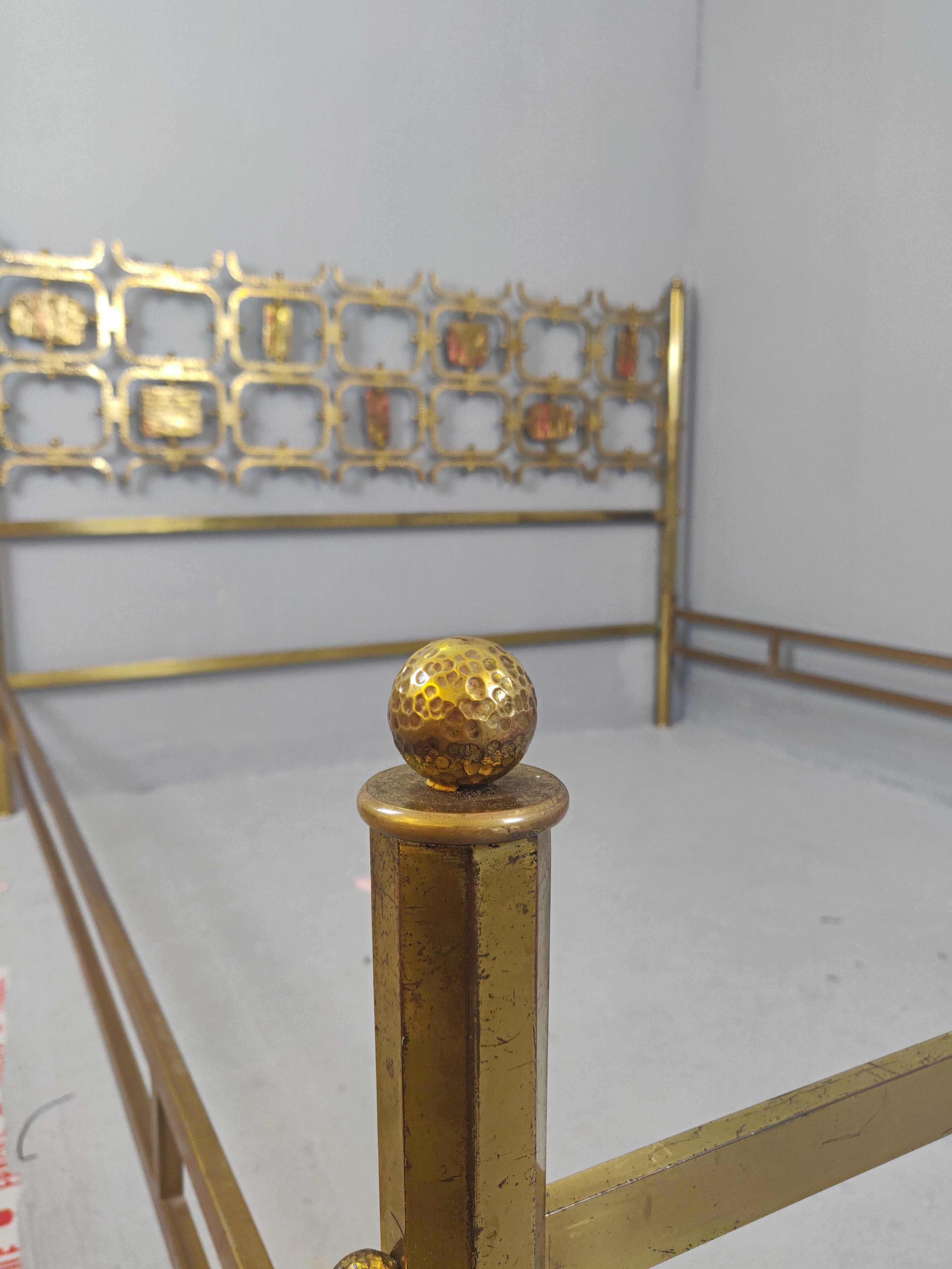 Osvaldo Borsani Brass Double Bed, Italy, 1960s In Good Condition For Sale In Brussels, BE
