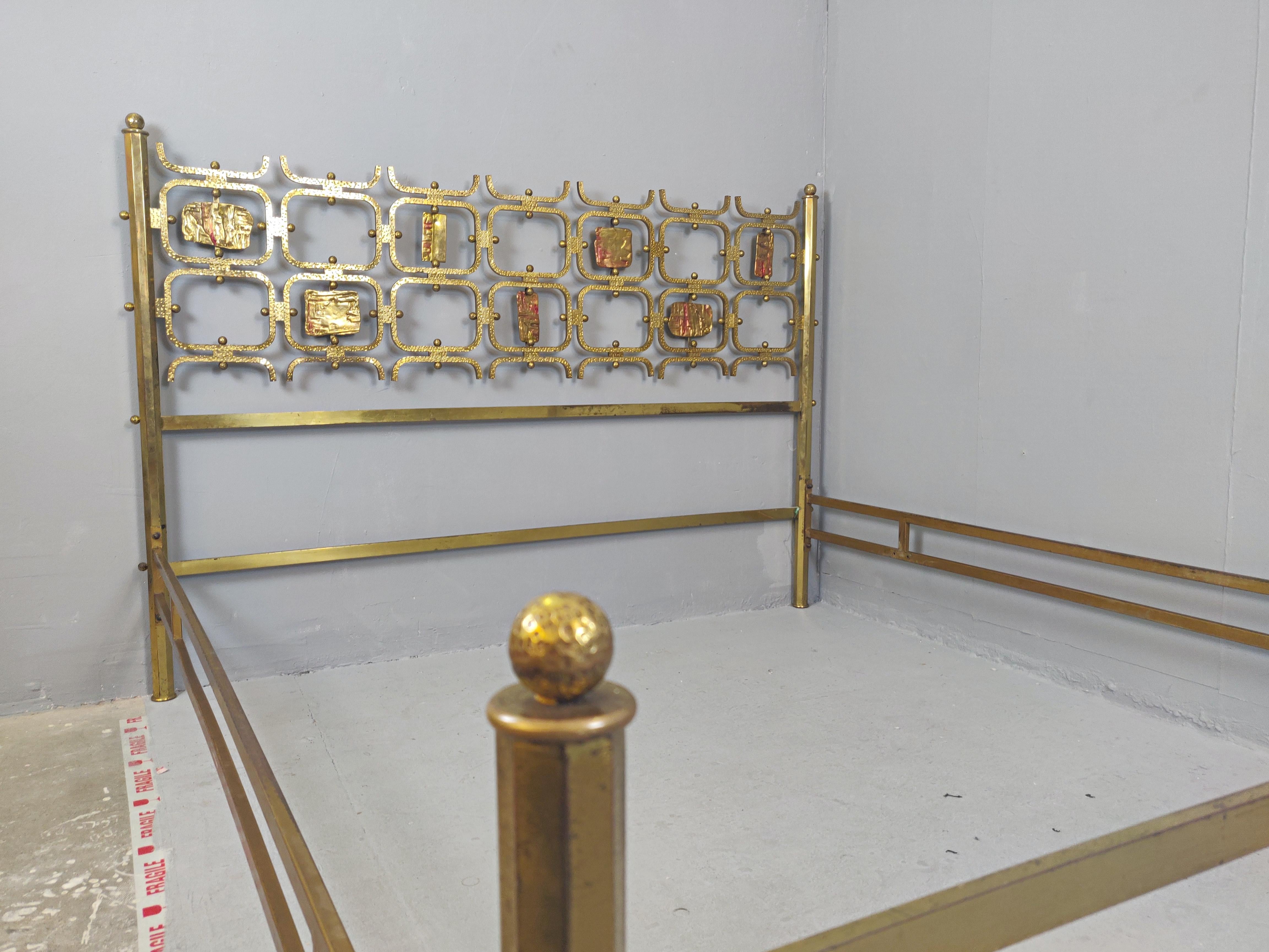 Mid-20th Century Osvaldo Borsani Brass Double Bed, Italy, 1960s For Sale