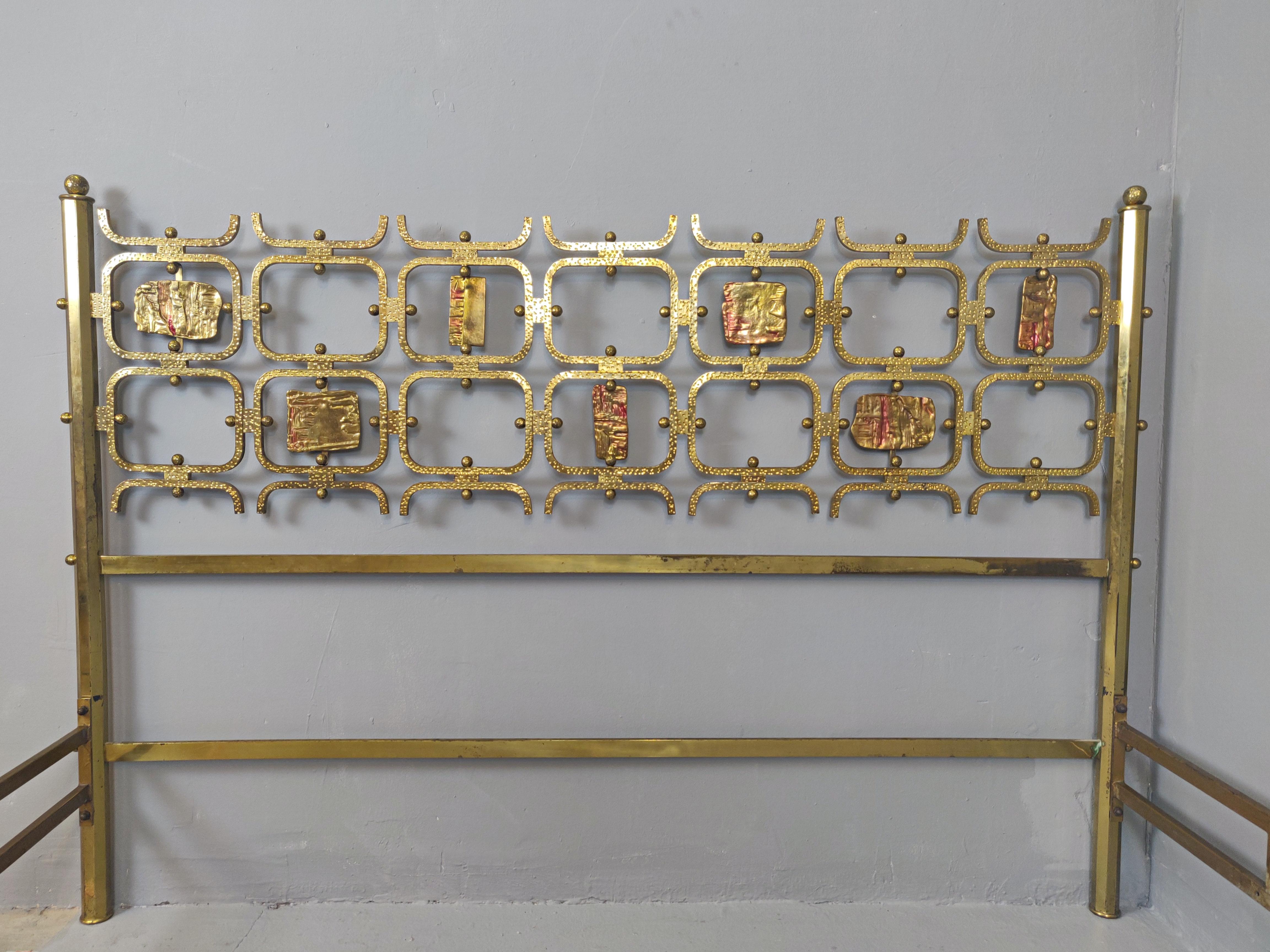 Osvaldo Borsani Brass Double Bed, Italy, 1960s For Sale 1