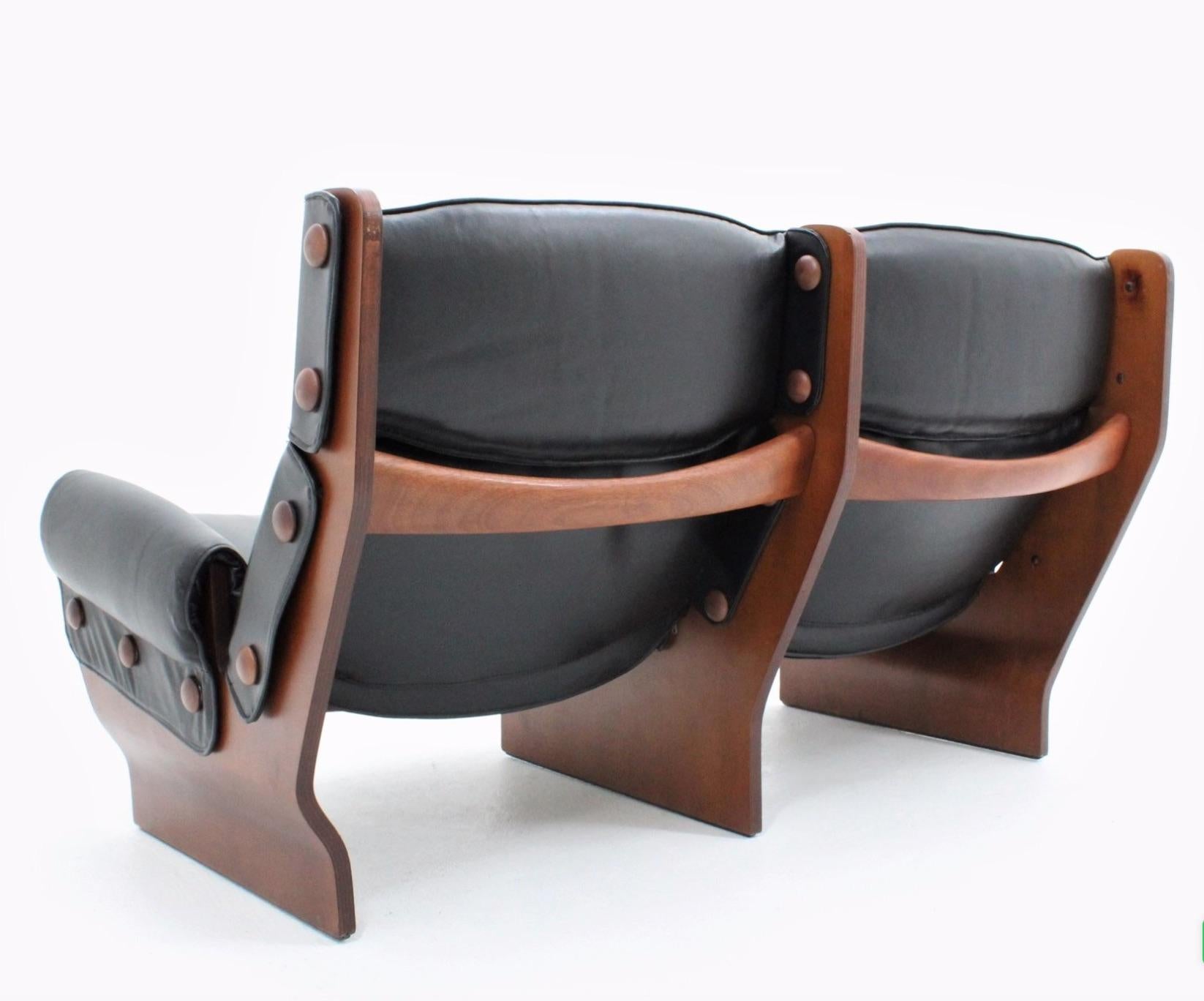 Mid-Century Modern Osvaldo Borsani Canada Sofa in Black Leather