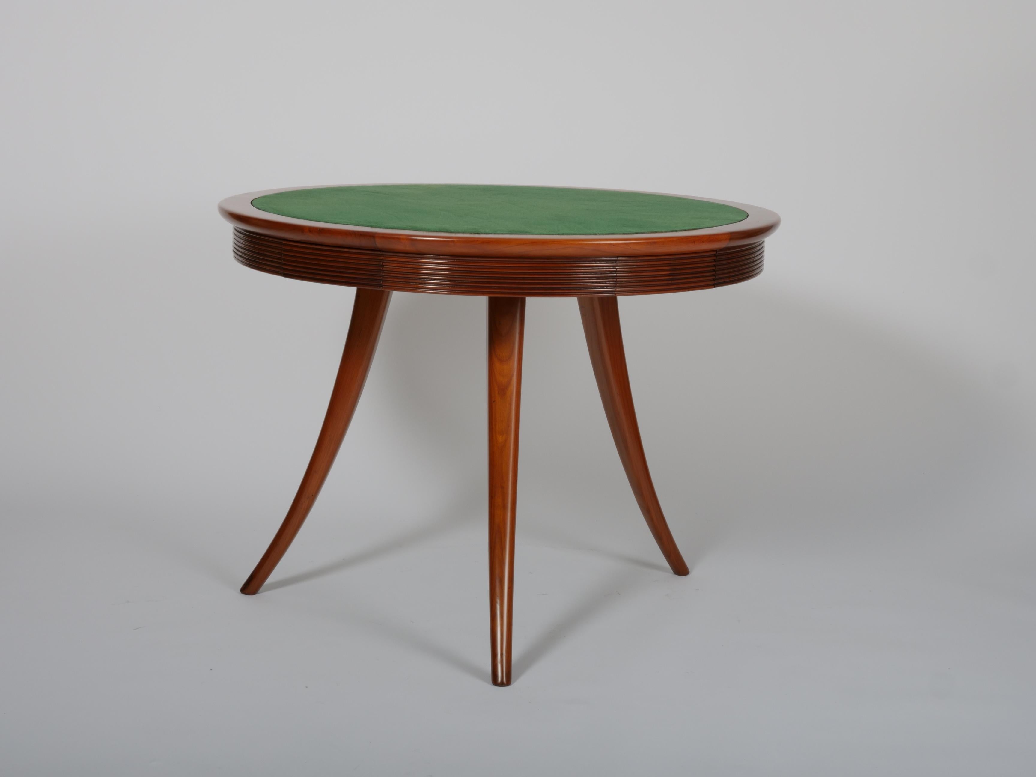 Mid-Century moderno Tavolo da gioco Osvaldo Borsani con piano in vetro o feltro Italia c1950