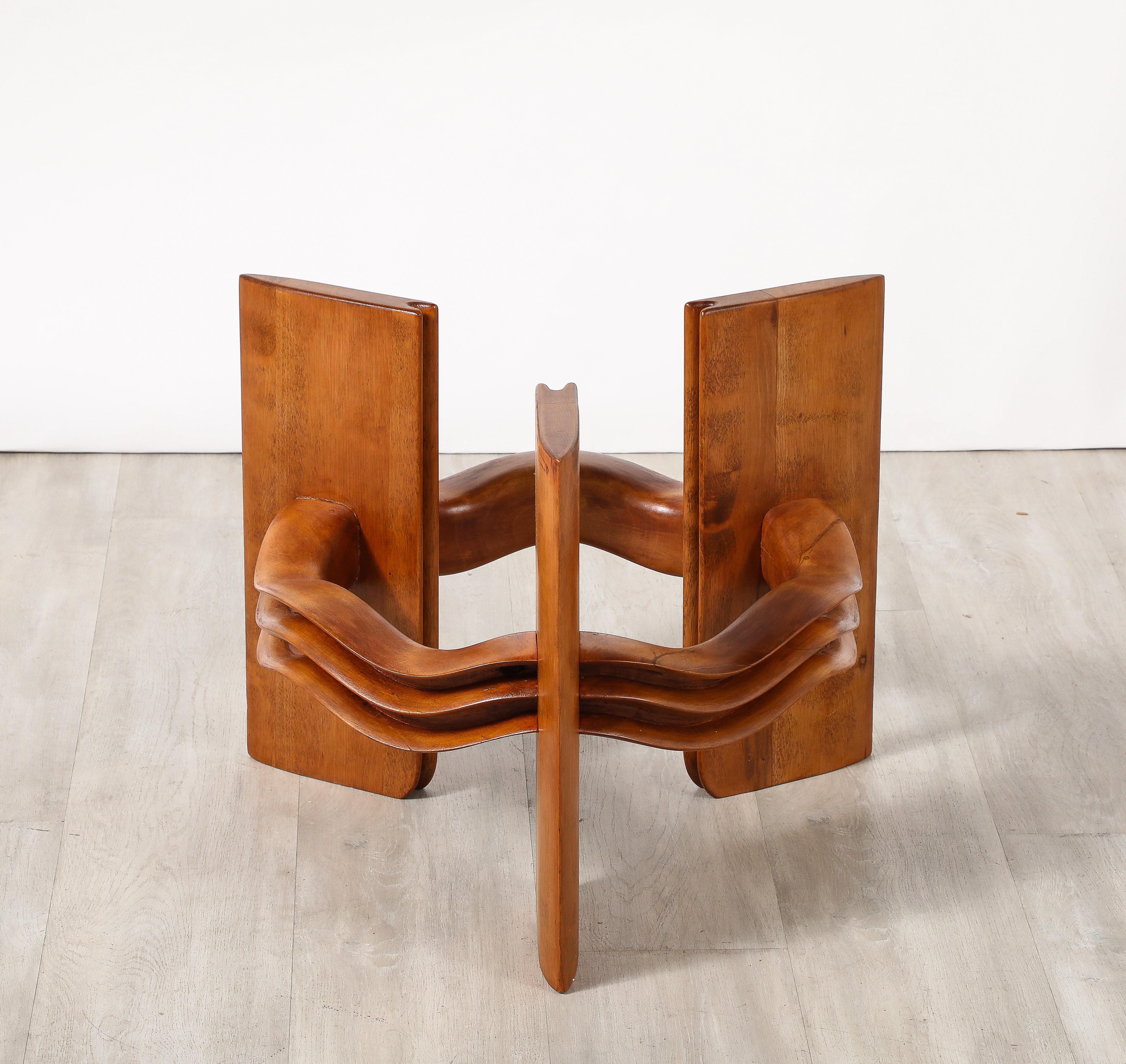 Osvaldo Borsani Cocktailtisch aus geschnitztem Holz und Glas, Italien, um 1940 im Angebot 9