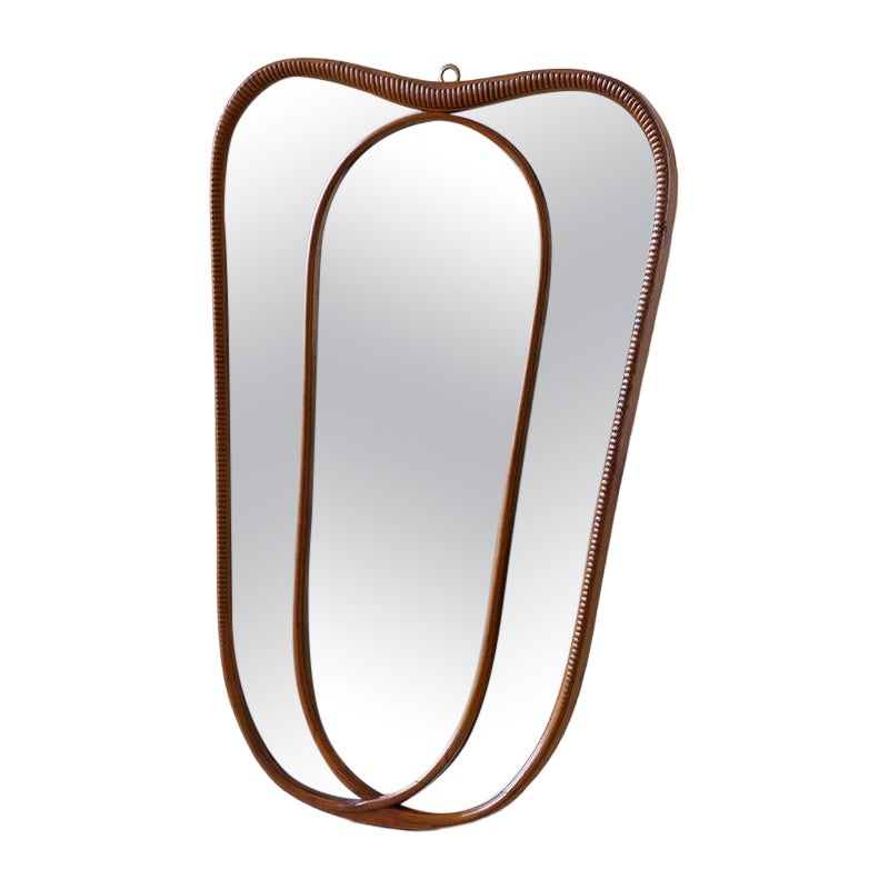 Osvaldo Borsani Carved Wood Double Frame Mirror, c1950s For Sale