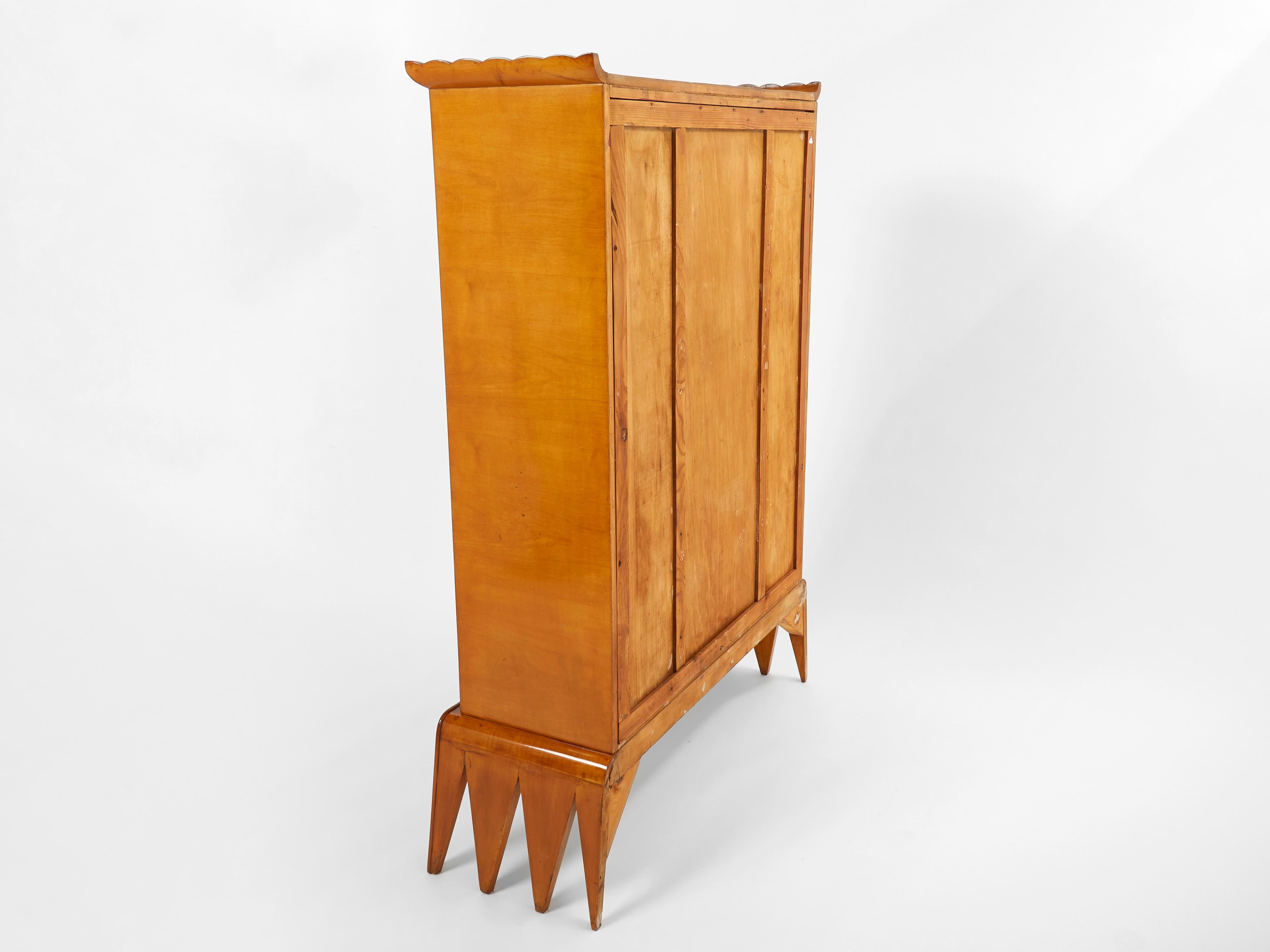 Osvaldo Borsani Cherry Wood Mirrored Bar Cabinet for Abv, 1940 For Sale 7