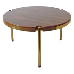 Osvaldo Borsani Circular Coffee Table in Wood and Brass for Tecno, Italy, 1950s