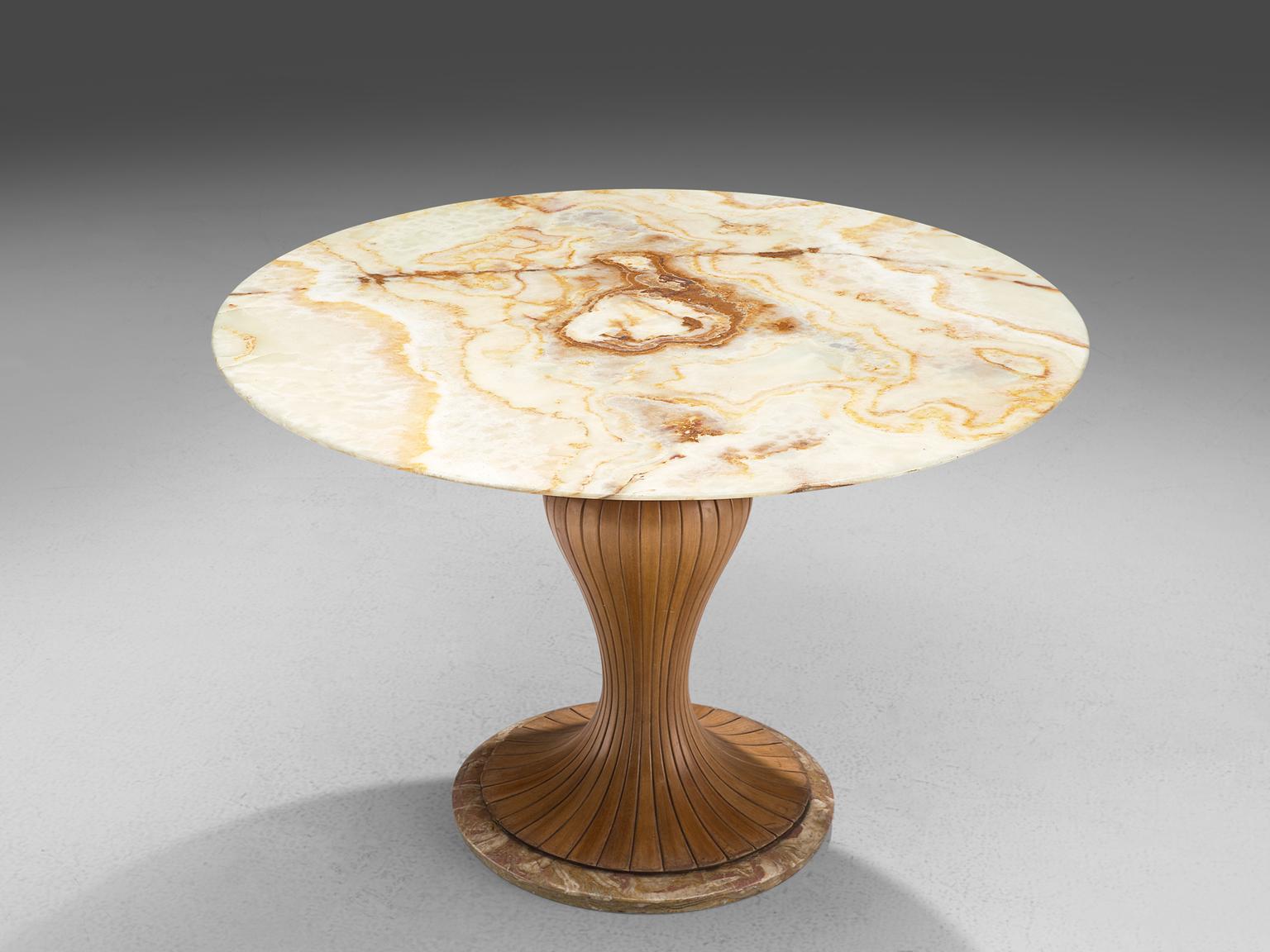Mid-Century Modern Osvaldo Borsani Classic Pedestal Table with Marble Top