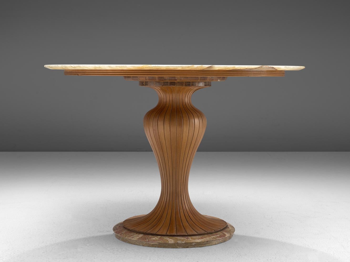 Italian Osvaldo Borsani Classic Pedestal Table with Marble Top