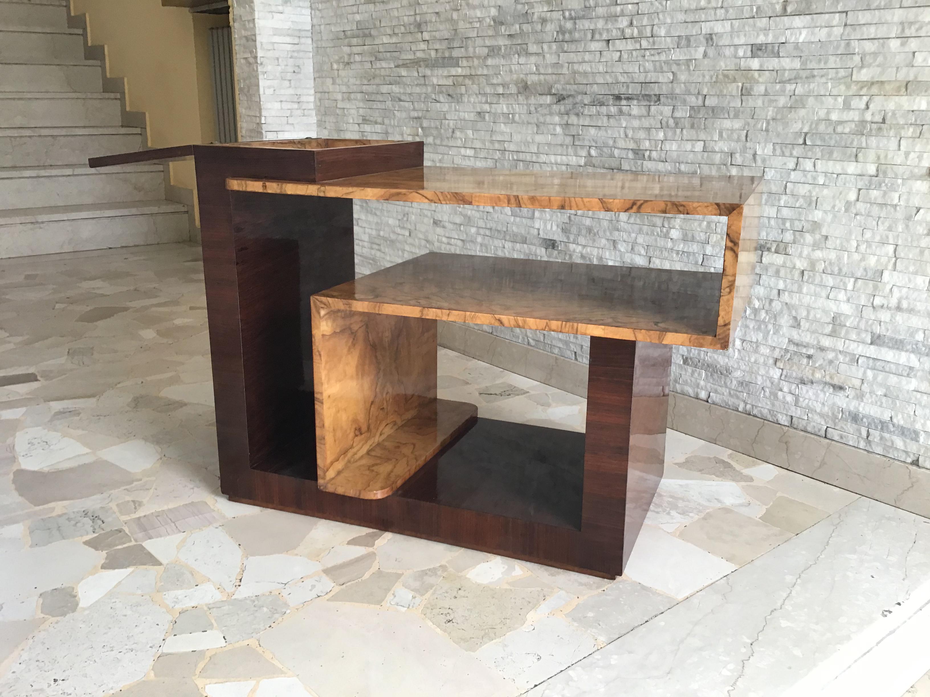 Osvaldo Borsani  Coffe Table/Etagere/secretaire Wood Brass 1940 Italy In condizioni buone in vendita a Milano, IT